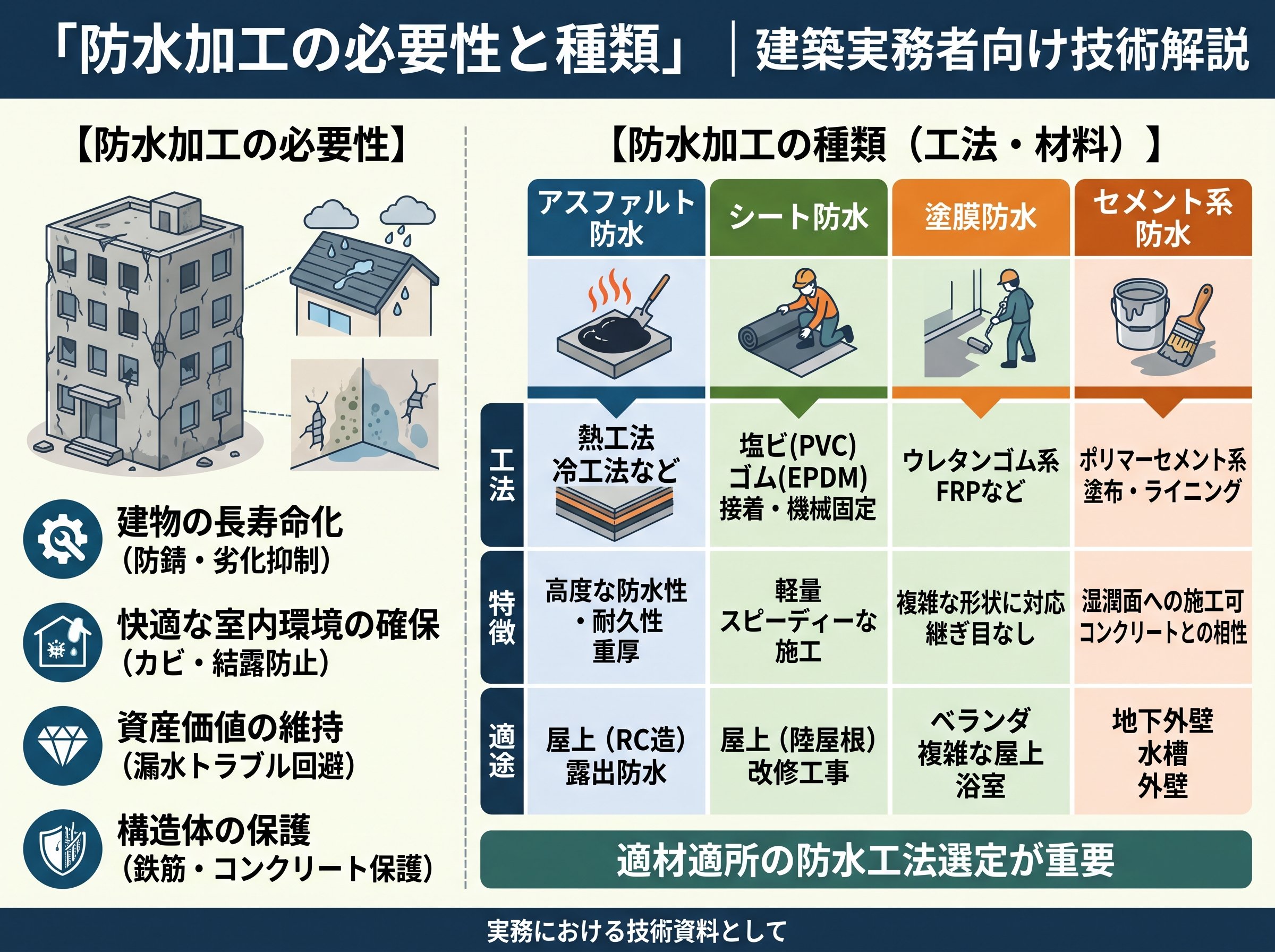 防水加工の必要性と種類