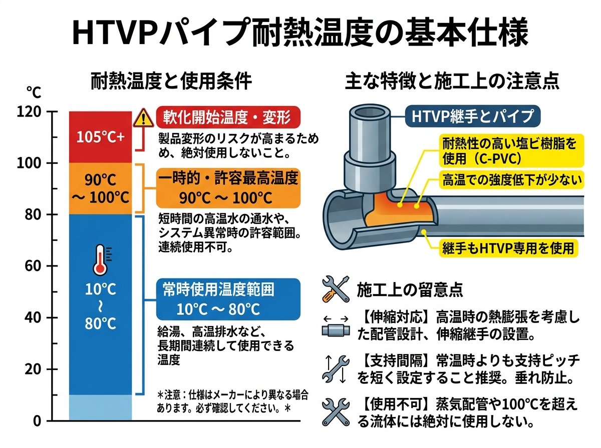 HTVPパイプ耐熱温度の基本仕様