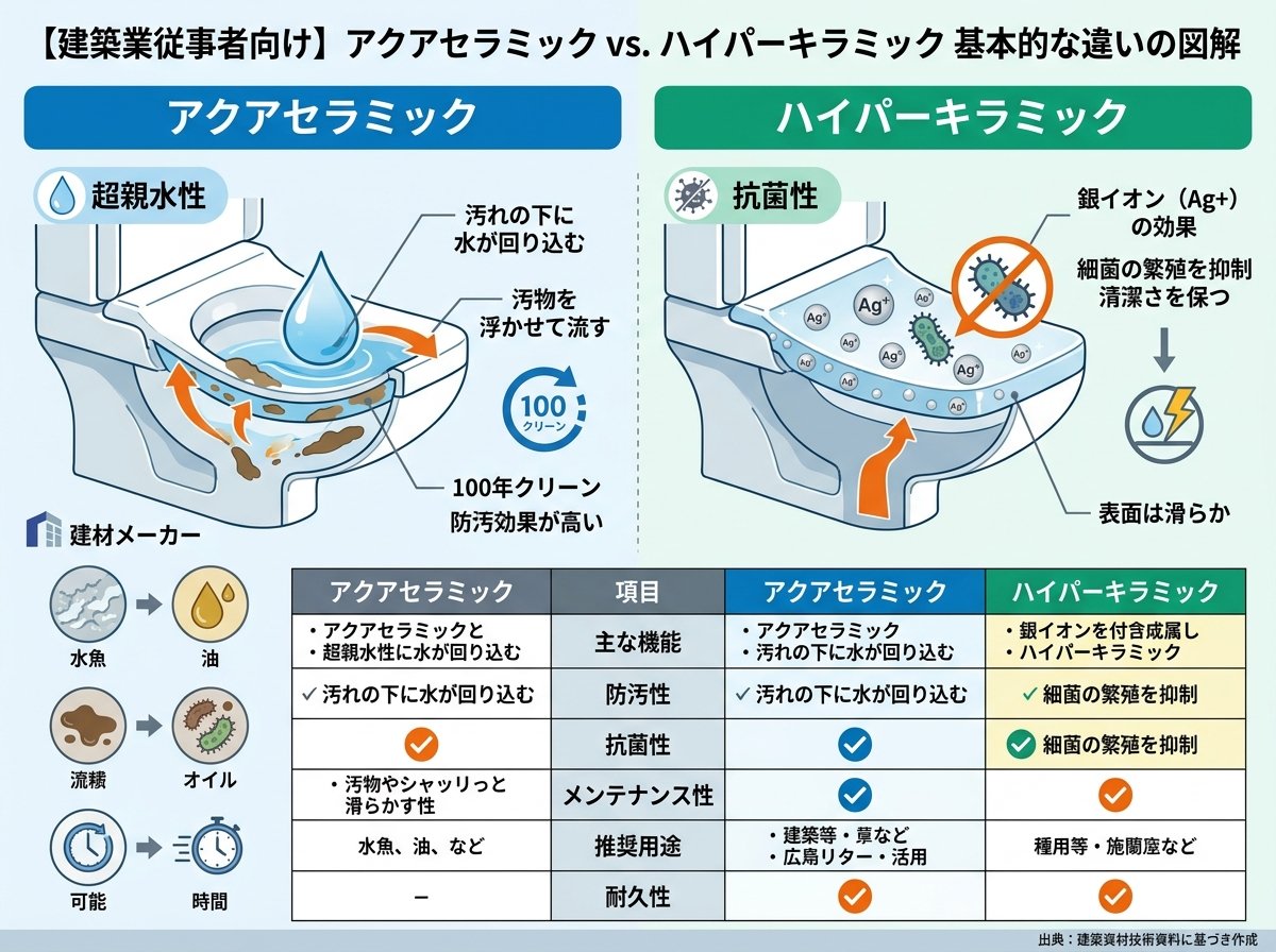 アクアセラミックとハイパーキラミックの基本的な違い