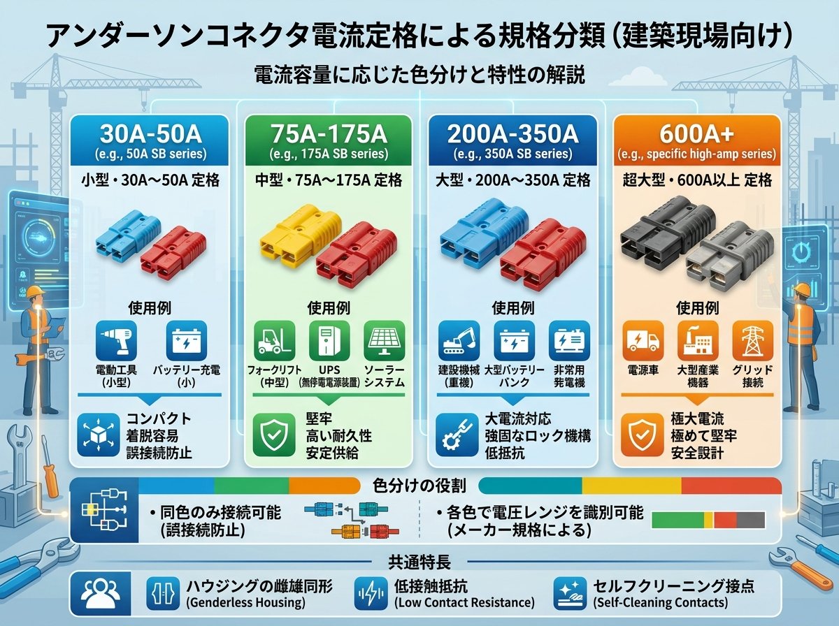 アンダーソンコネクタ電流定格による規格分類