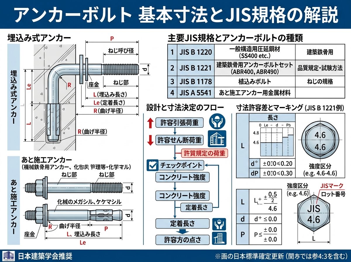 アンカーボルト基本寸法とJIS規格