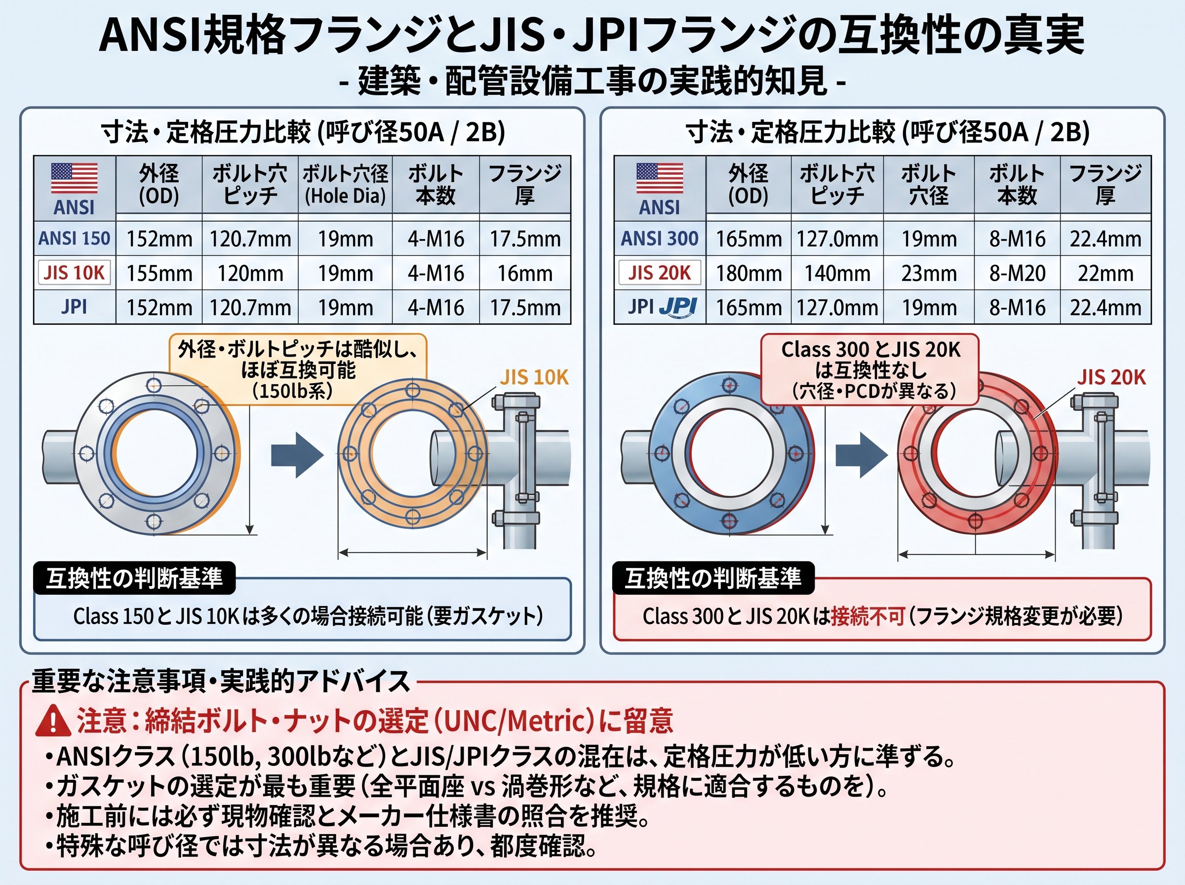 ANSI規格フランジとJIS・JPIフランジの互換性の真実