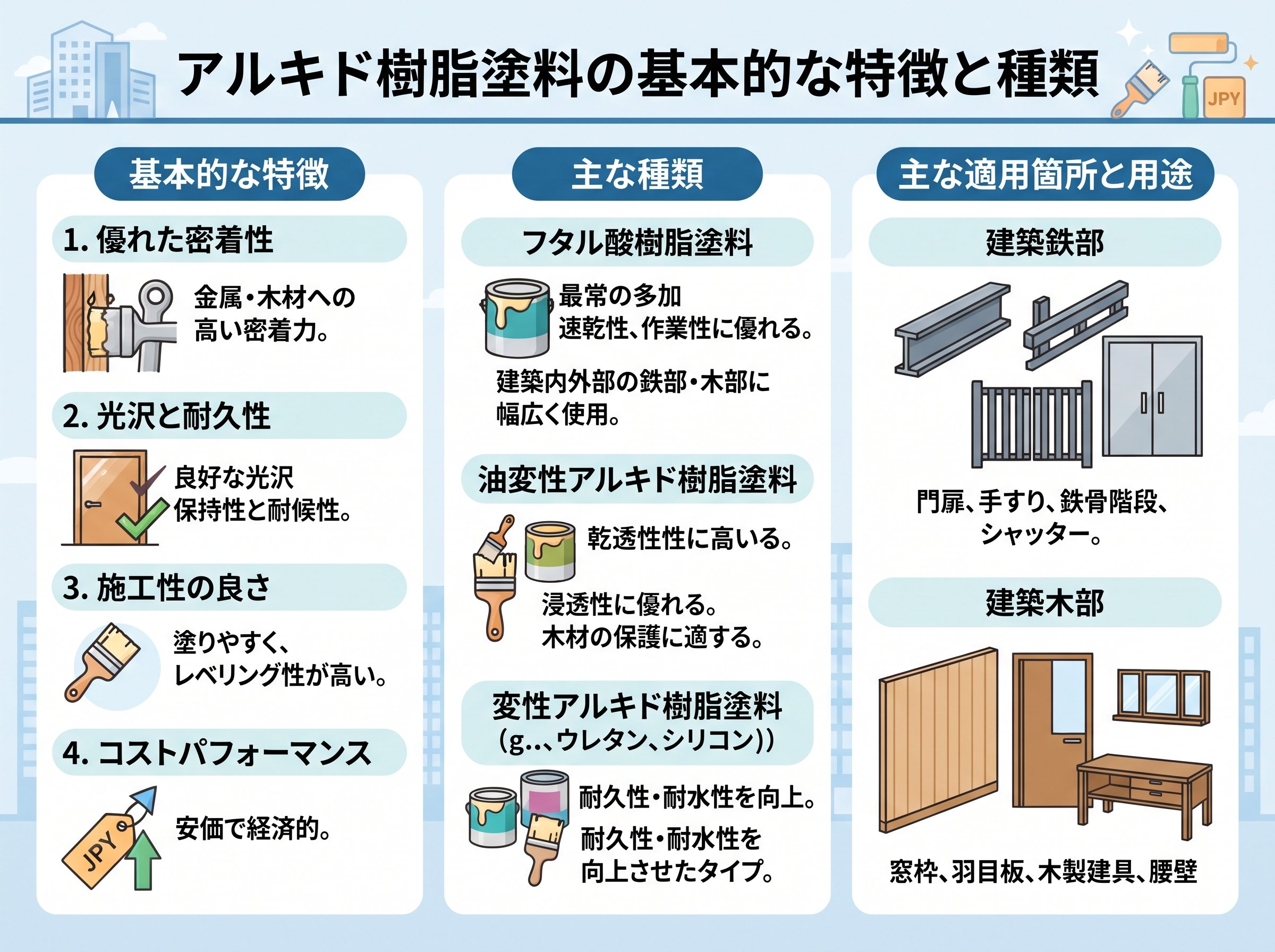 アルキド 樹脂 塗料 の 基本 的 な 特徴 と 種類