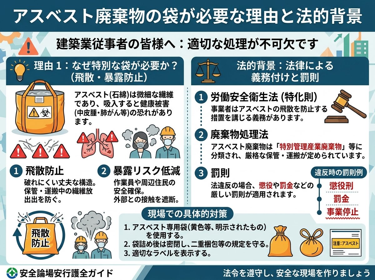 アスベスト廃棄物の袋が必要な理由と法的背景