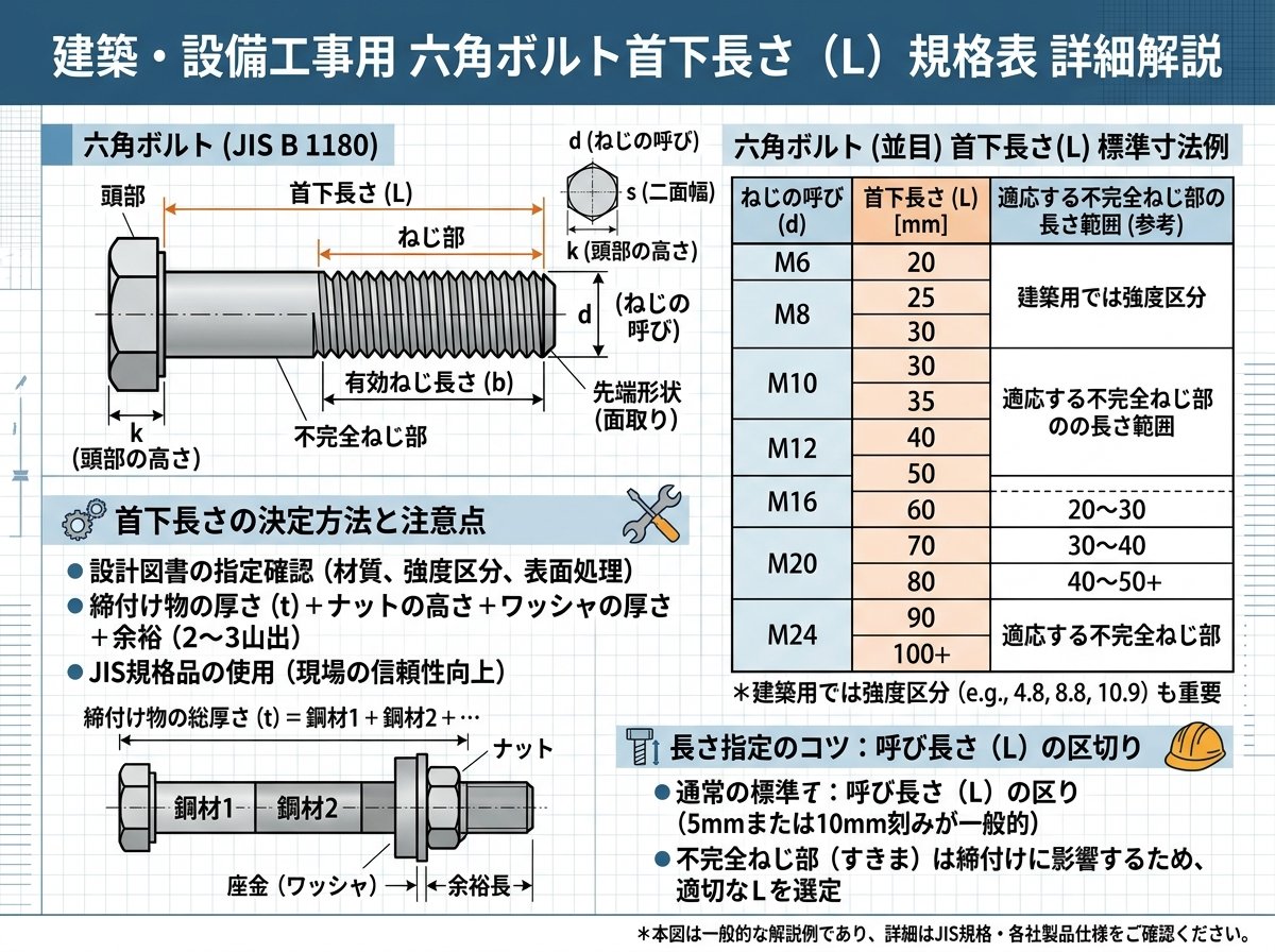 ボルト首下長さ規格表の詳細解説
