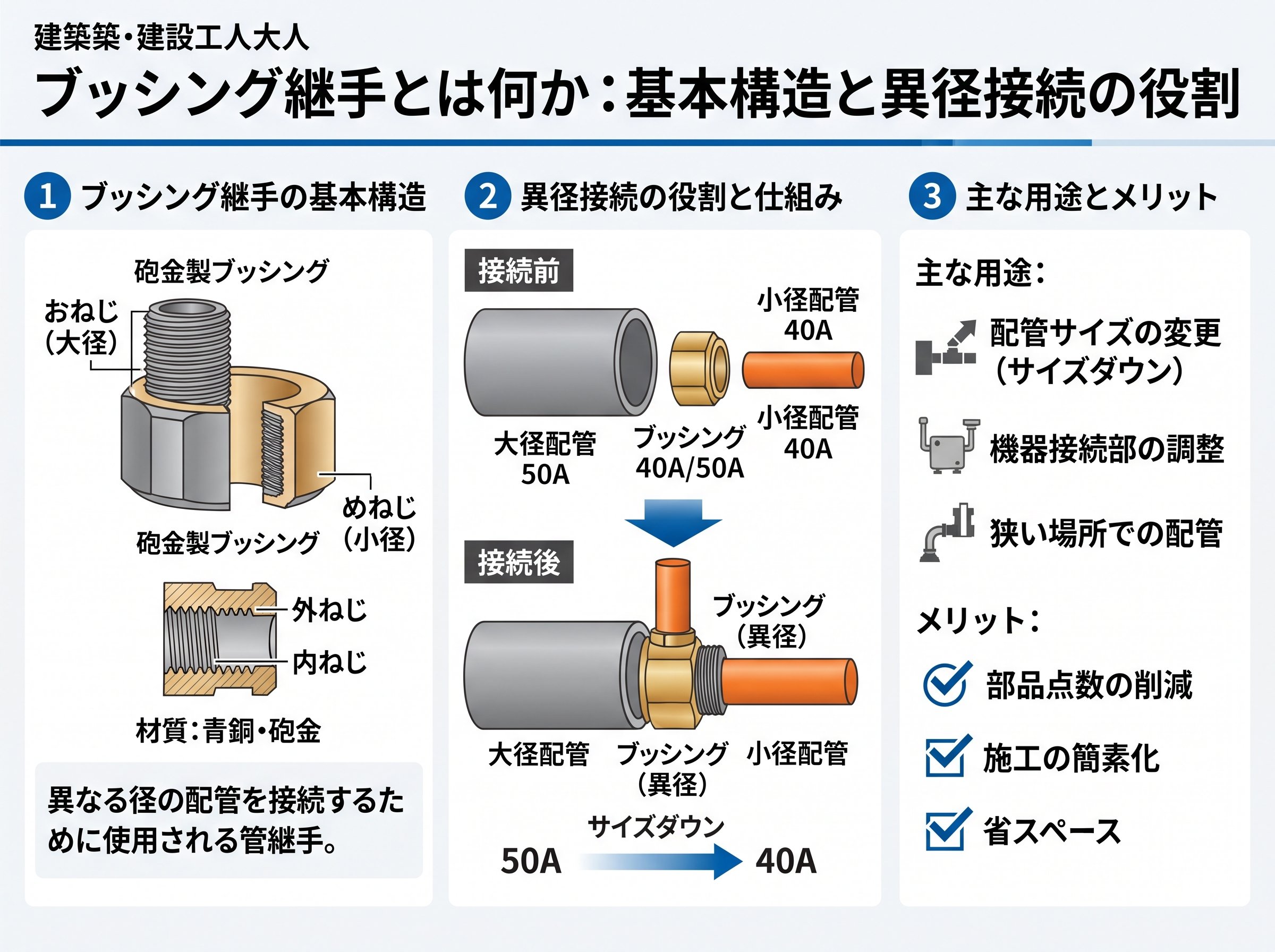 ブッシング継手とは何か：基本構造と異径接続の役割