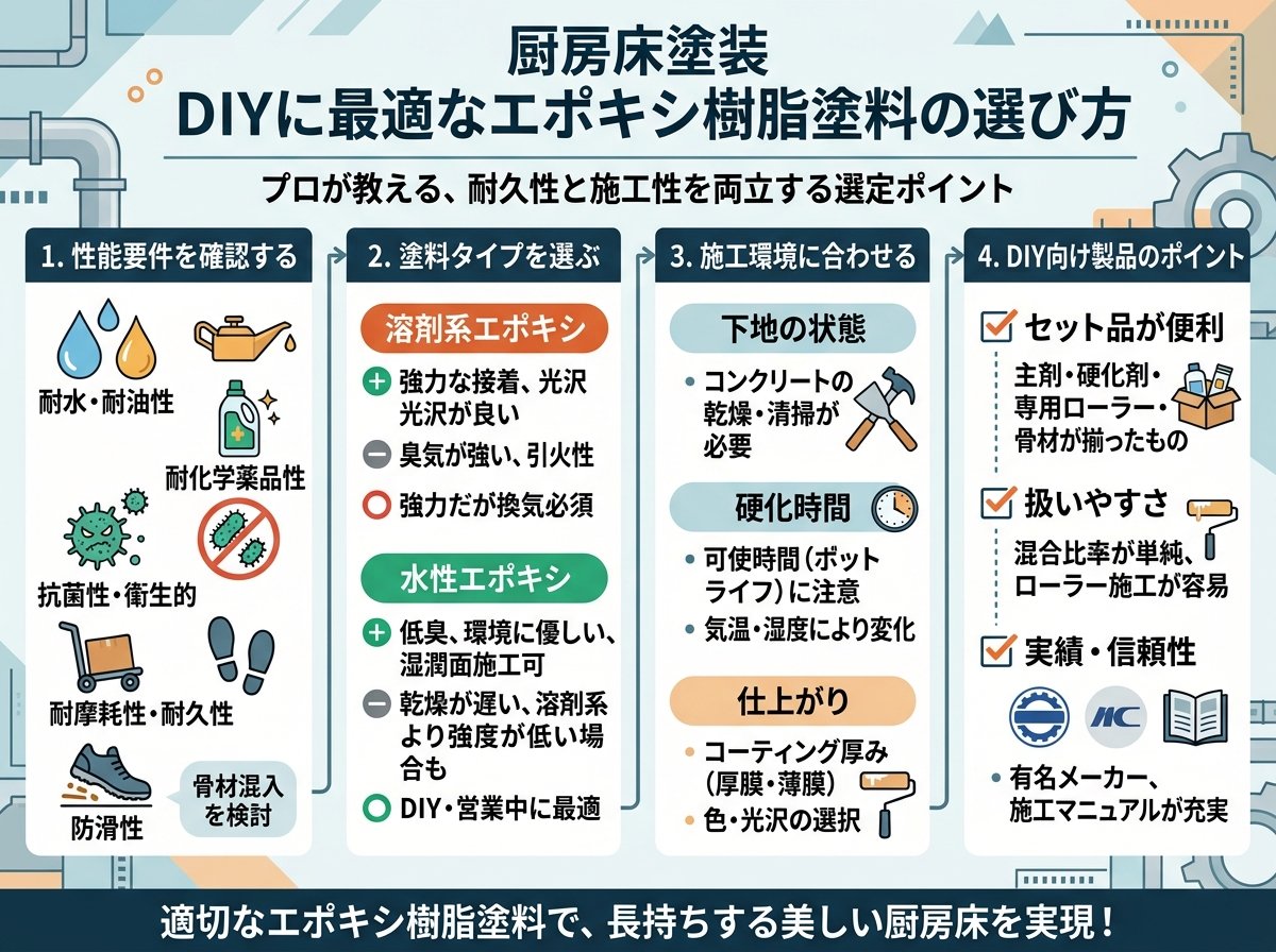 厨房床塗装 DIYに最適なエポキシ樹脂塗料の選び方