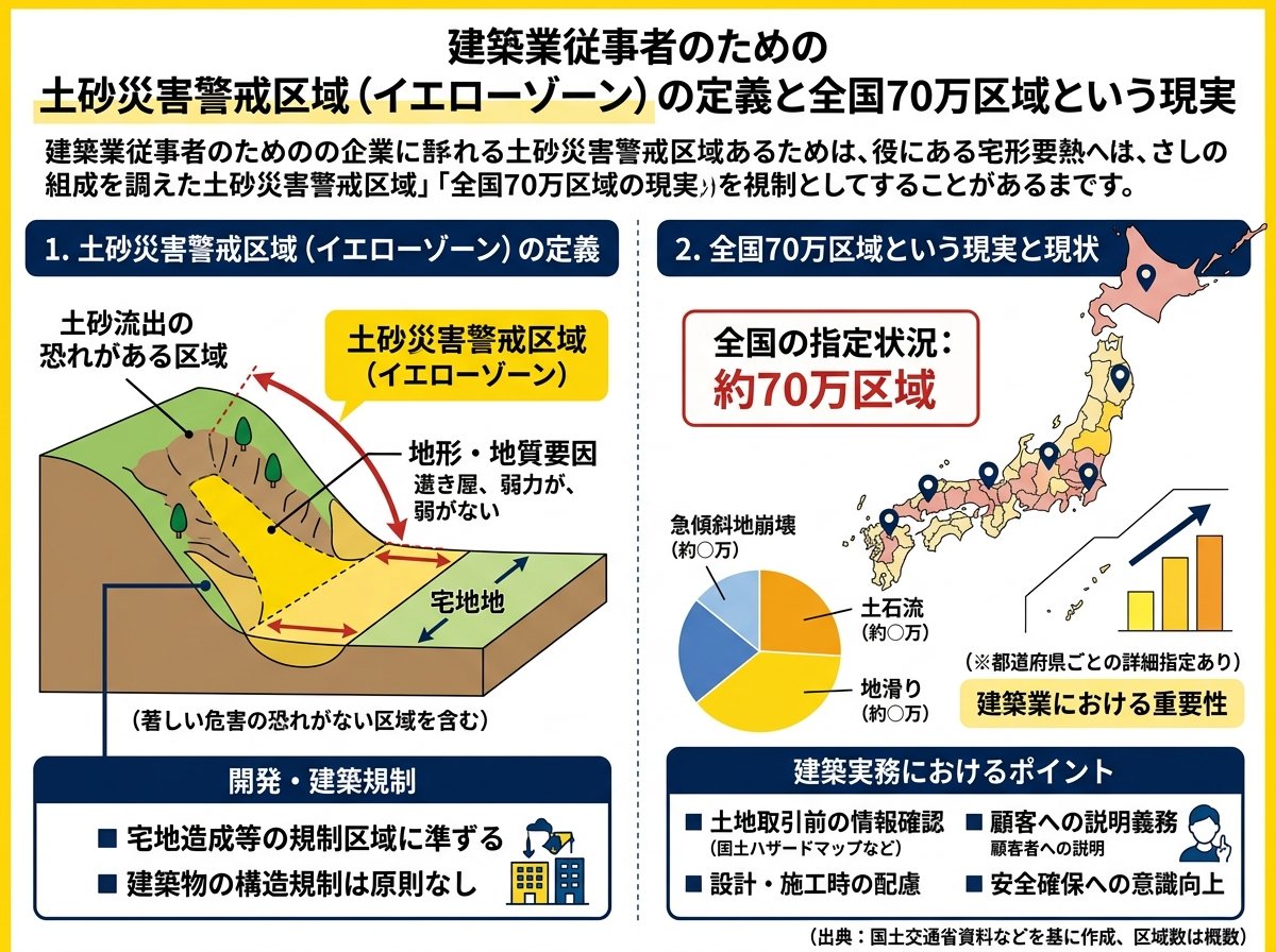 土砂災害警戒区域（イエローゾーン）の定義と全国70万区域という現実