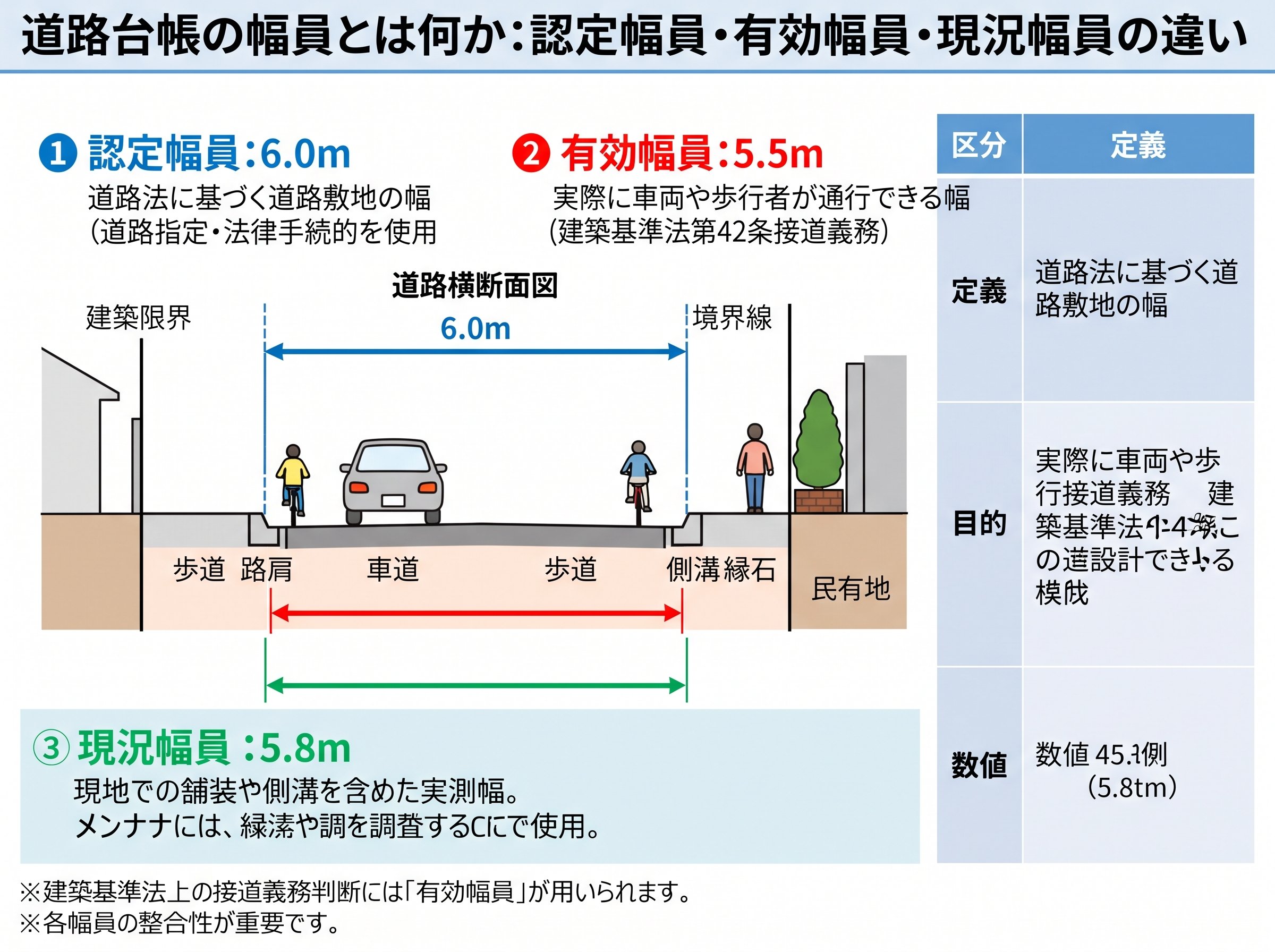 道路台帳の幅員とは何か：認定幅員・有効幅員・現況幅員の違い