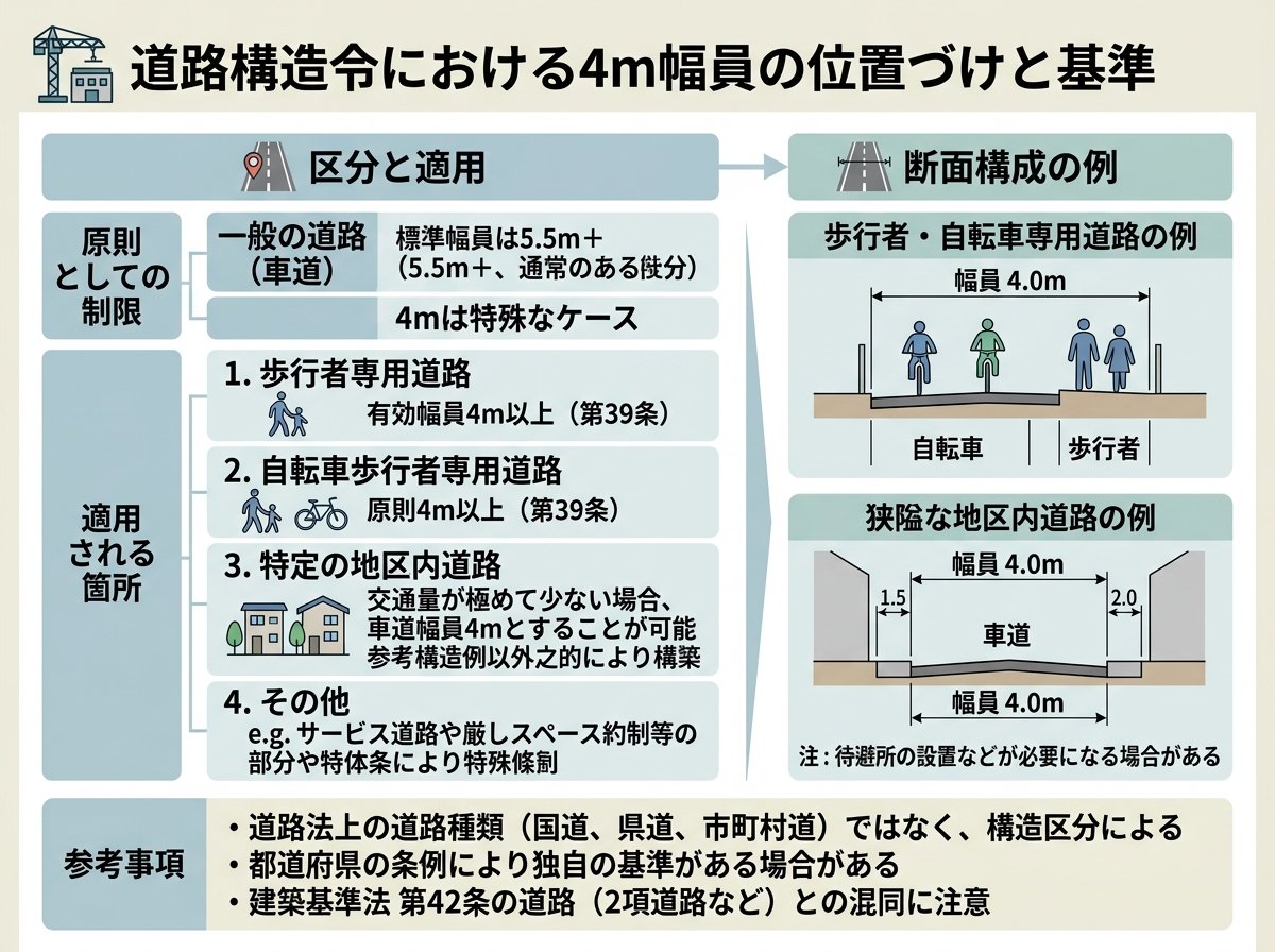 道路構造令における4m幅員の位置づけ