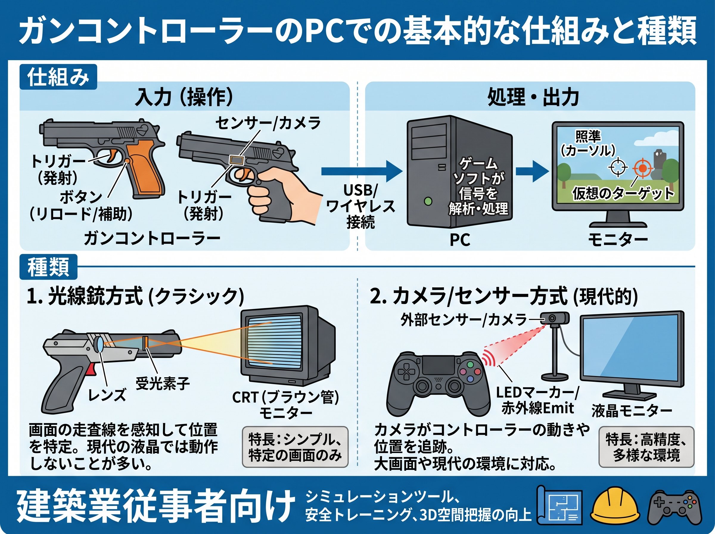 ガンコントローラーのPCでの基本的な仕組みと種類