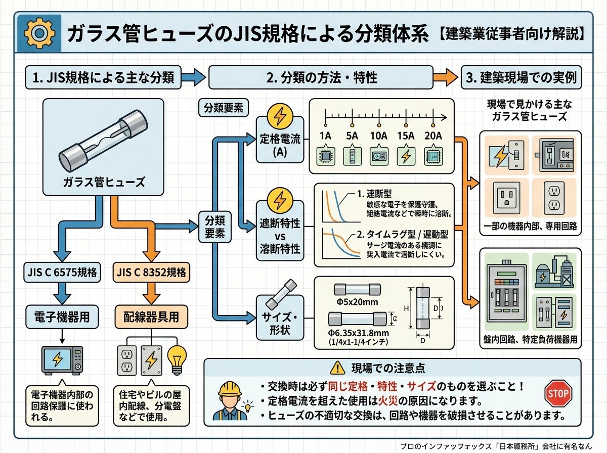 ガラス管ヒューズのJIS規格による分類体系