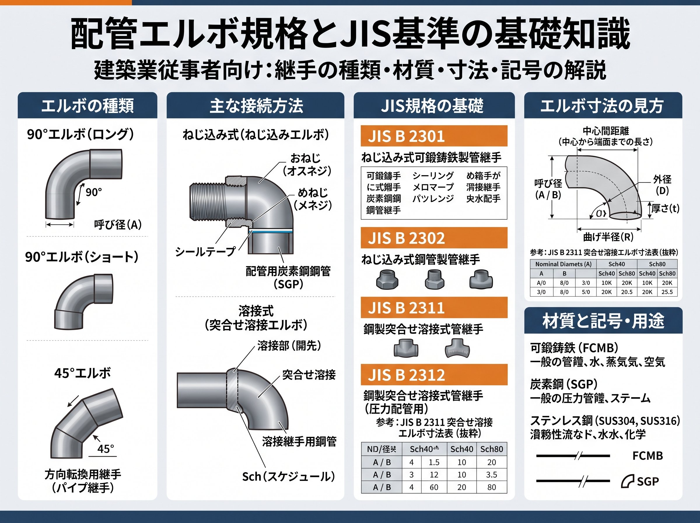 配管エルボ規格とJIS基準の基礎知識