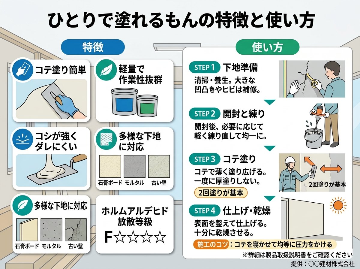 ひとりで塗れるもんの特徴と使い方