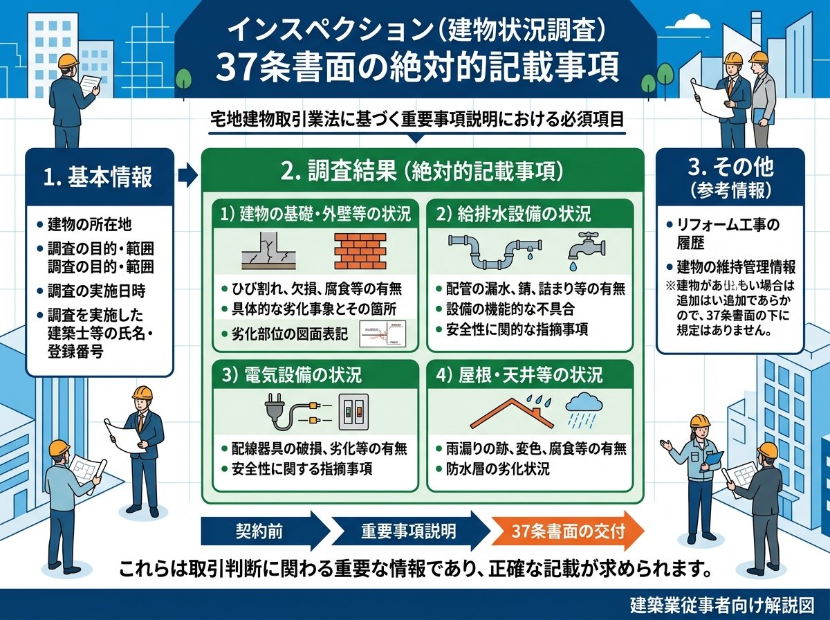 インスペクション 37条書面の絶対的記載事項とは