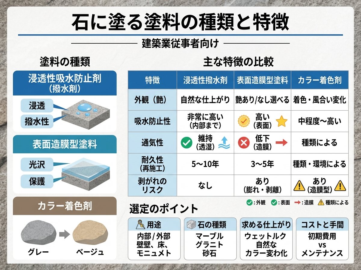 石に塗る塗料の種類と特徴