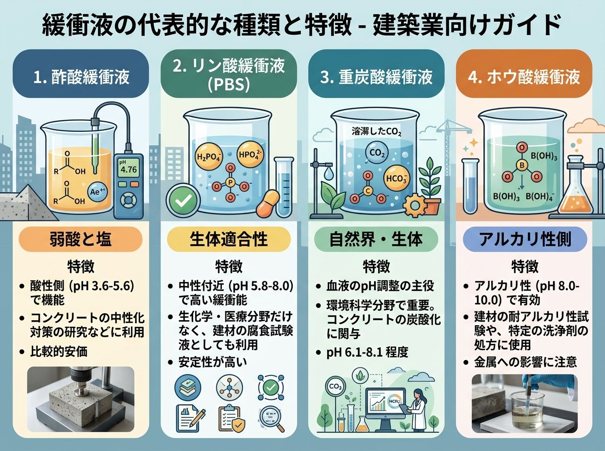 緩衝液の代表的な種類と特徴