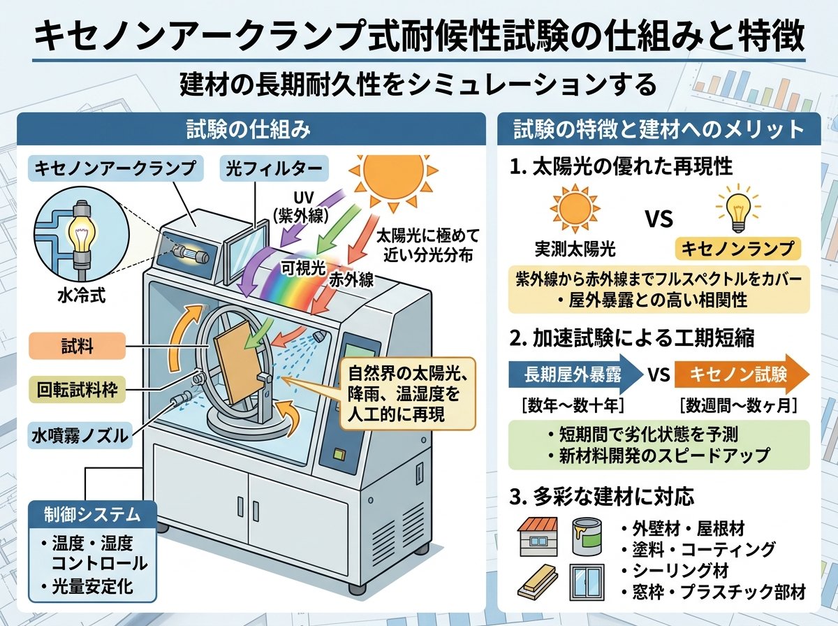キセノンアークランプ式耐候性試験の仕組みと特徴