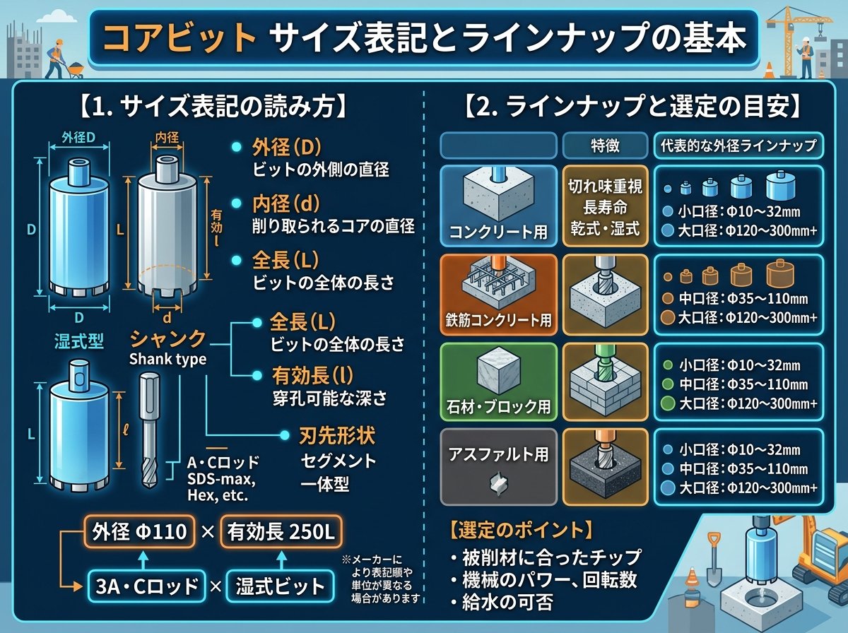 コアビット サイズ 表記とラインナップの基本
