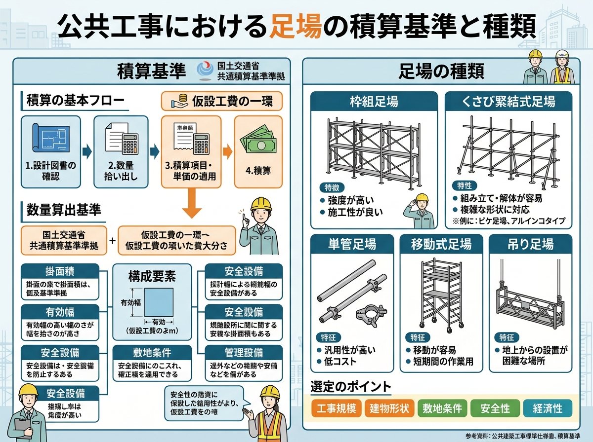 公共工事における足場の積算基準と種類