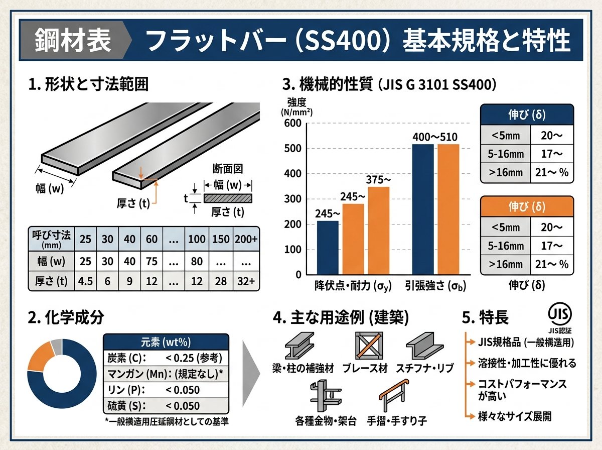 鋼材表フラットバーSS400基本規格と特性