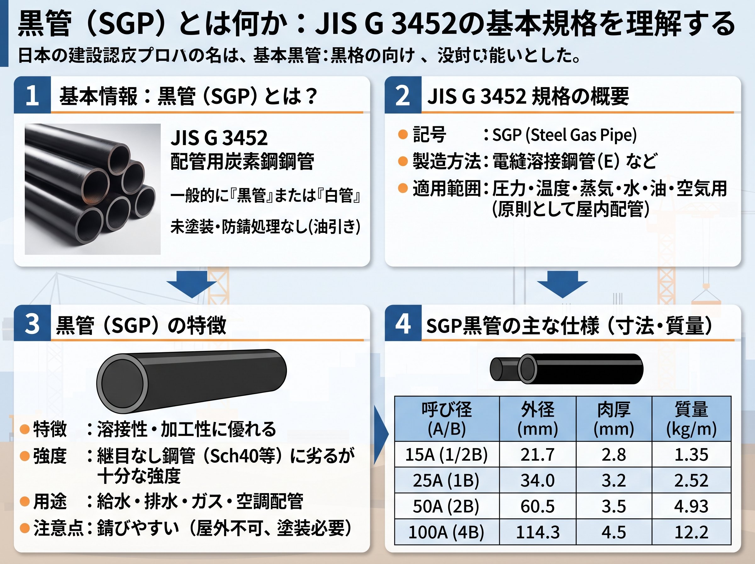 黒管（SGP）とは何か：JIS G 3452の基本規格を理解する