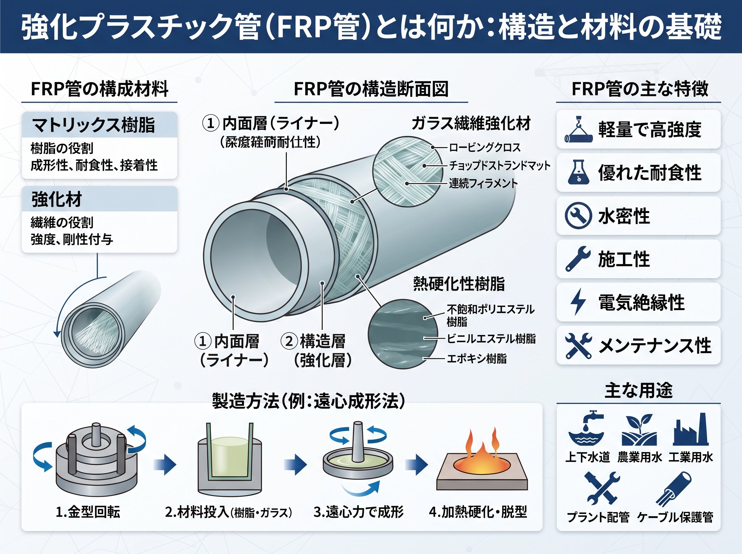 強化プラスチック管（FRP管）とは何か：構造と材料の基礎