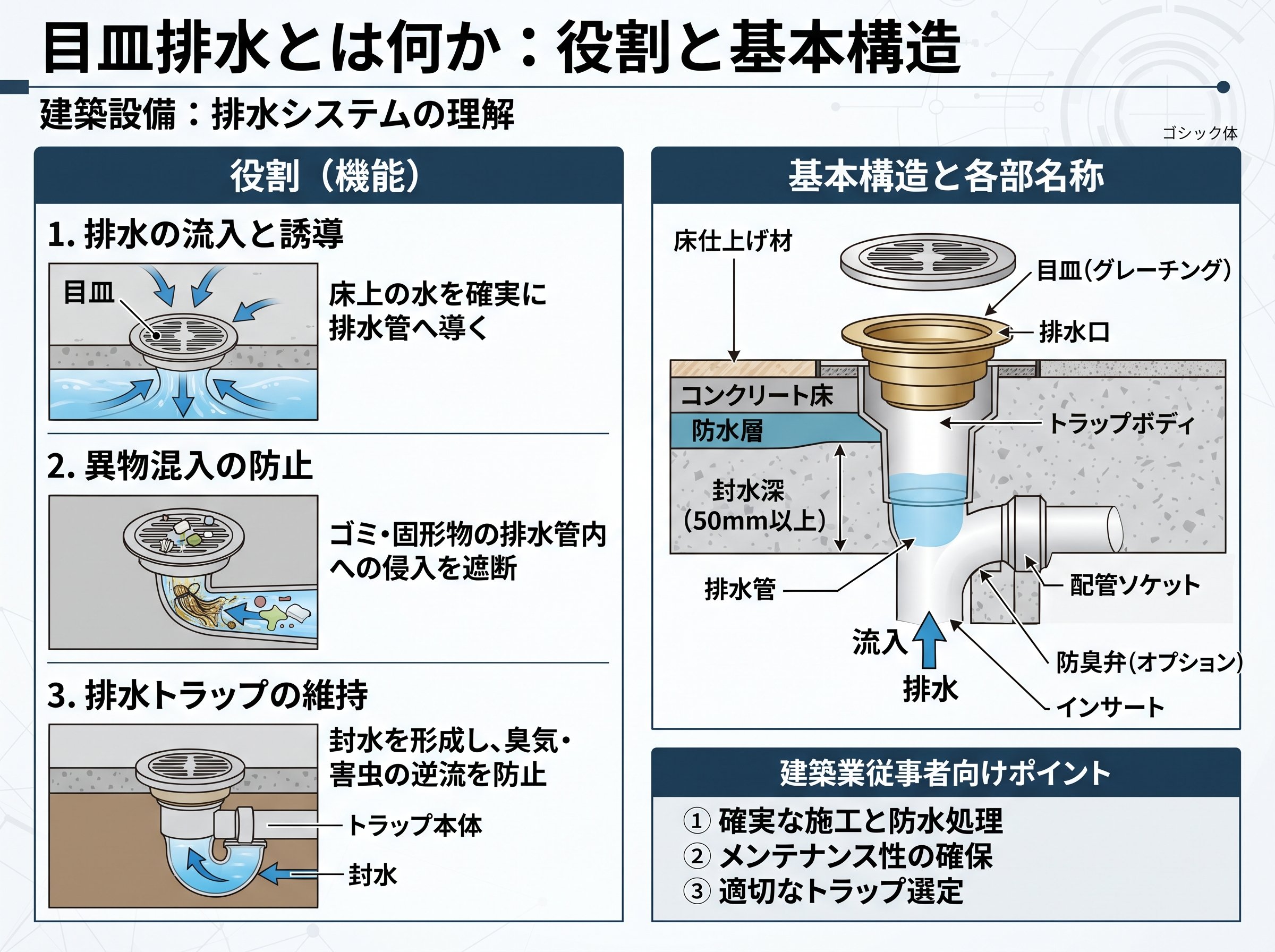 目皿排水とは何か：役割と基本構造