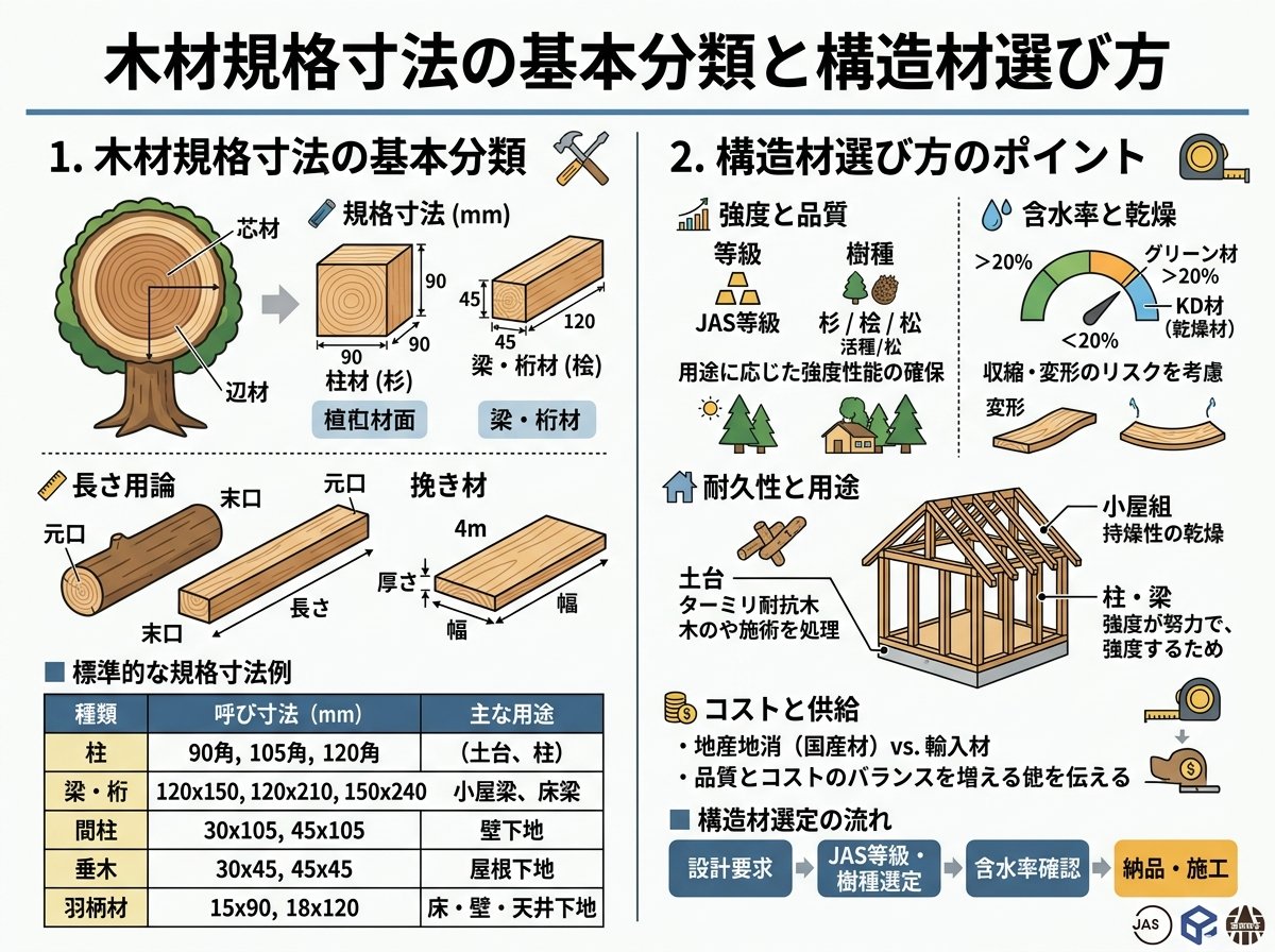 木材規格寸法の基本分類と構造材選び方