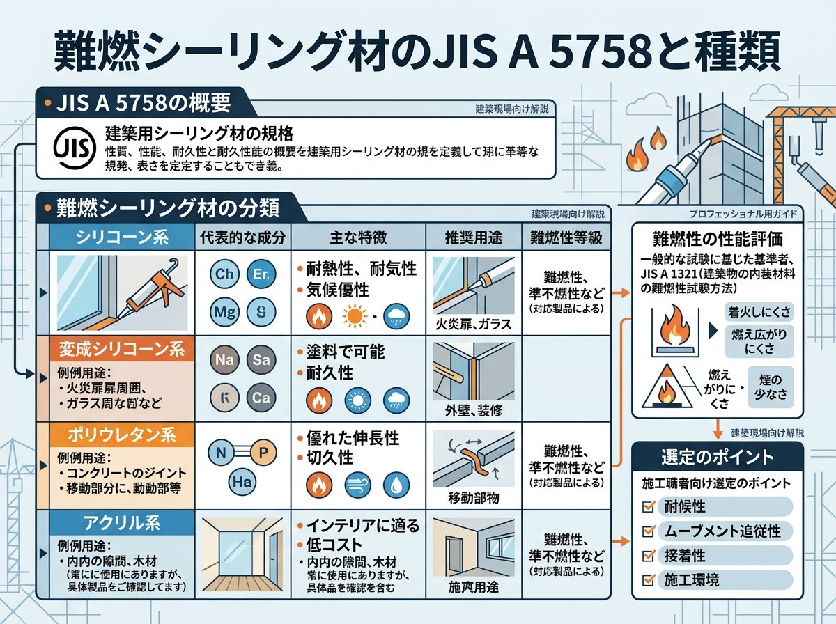 難燃シーリング材のJIS A 5758と種類