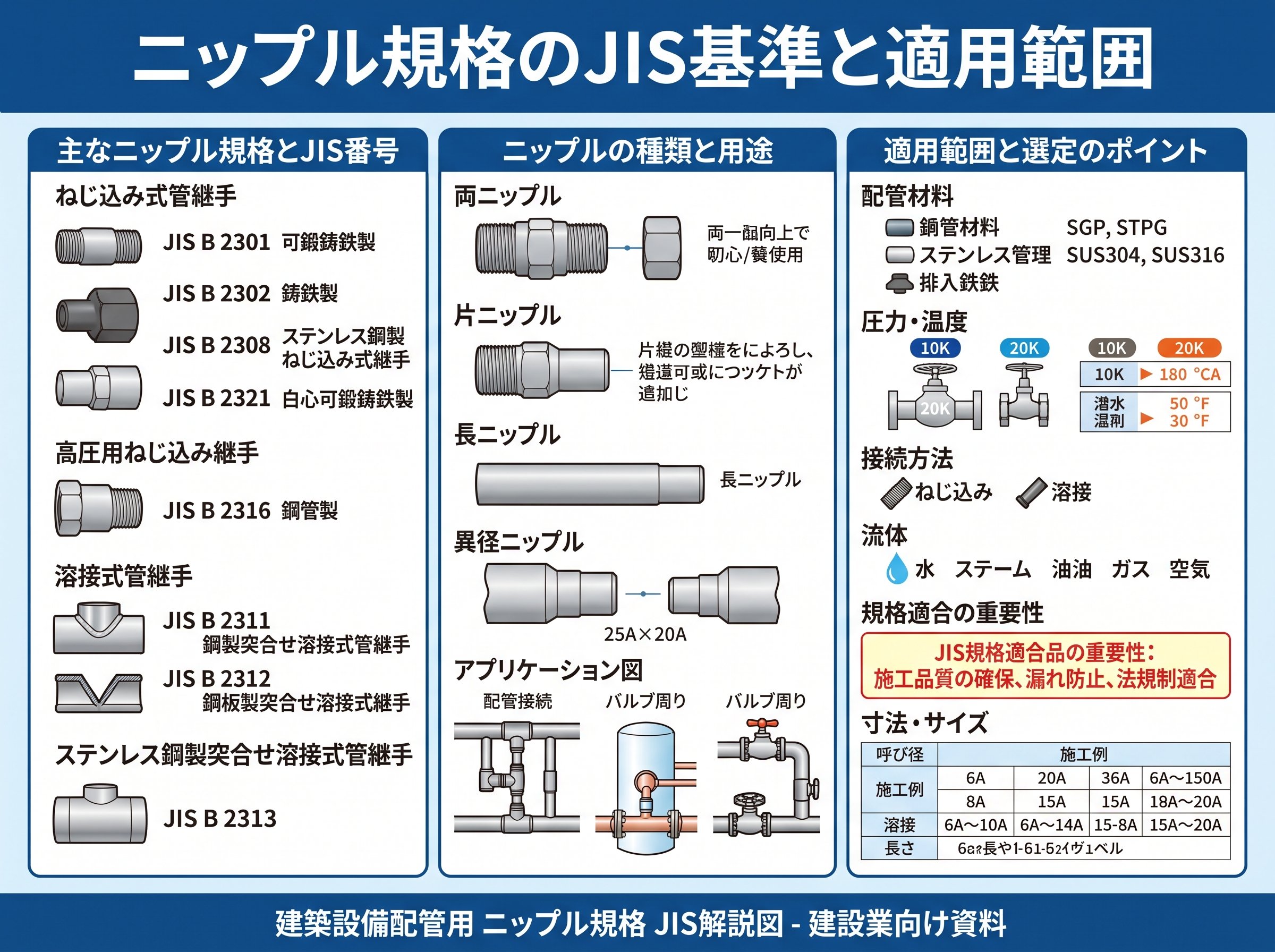 ニップル規格のJIS基準と適用範囲
