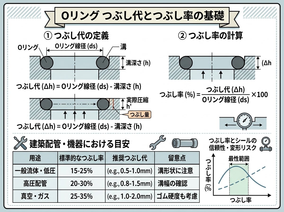oリングつぶししろのつぶし代とつぶし率