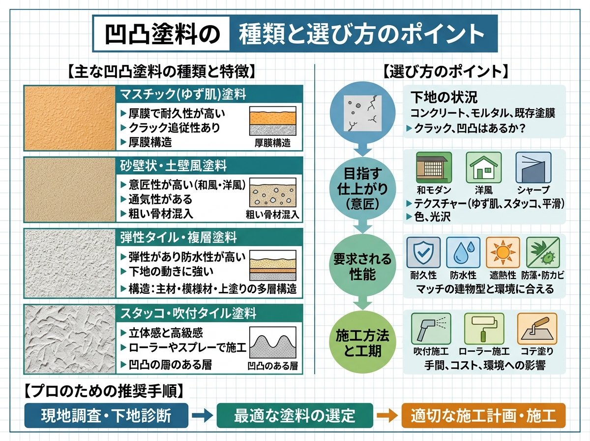 凹凸塗料の種類と選び方のポイント