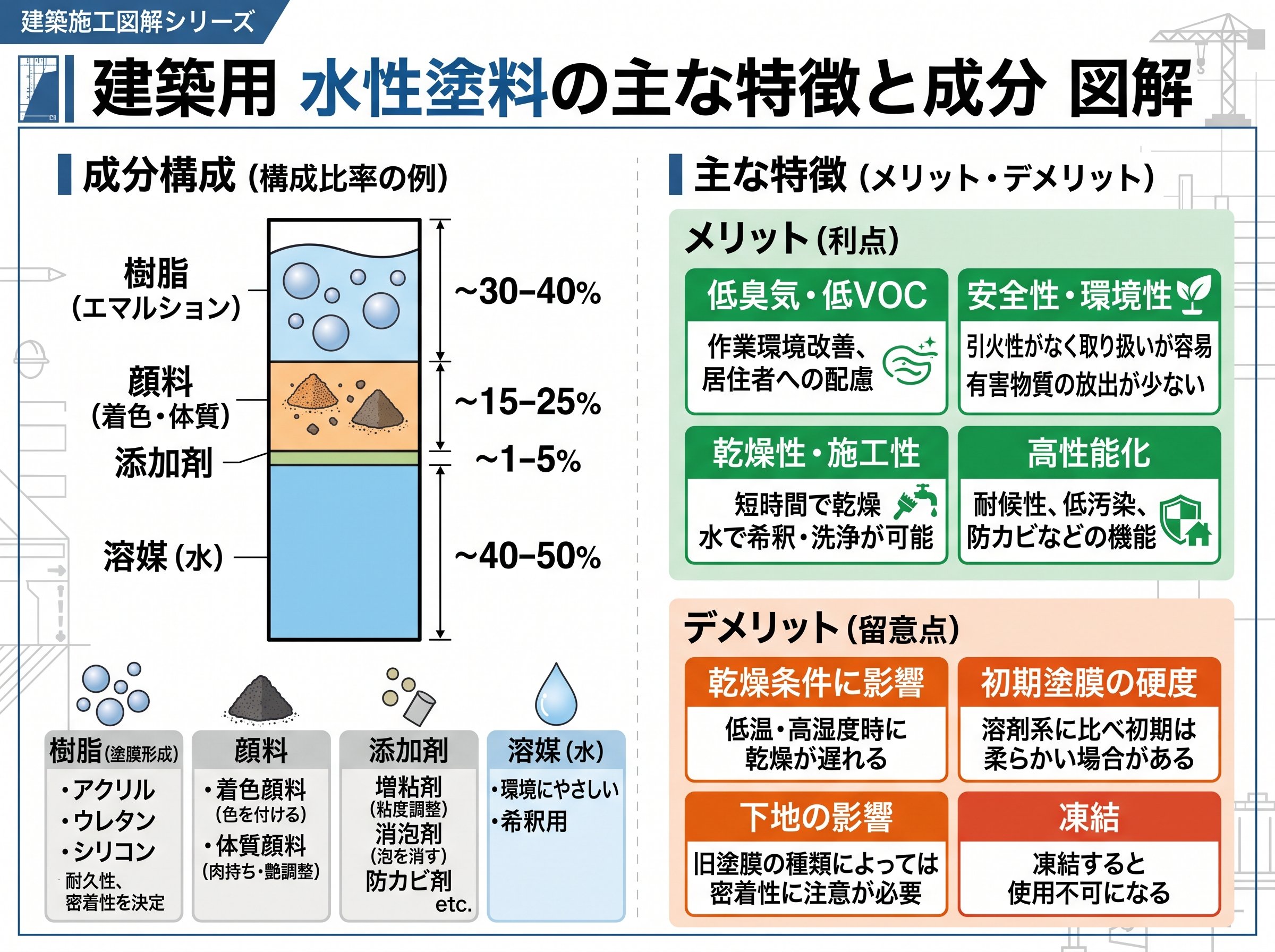 ペンキの水性塗料の主な特徴と成分