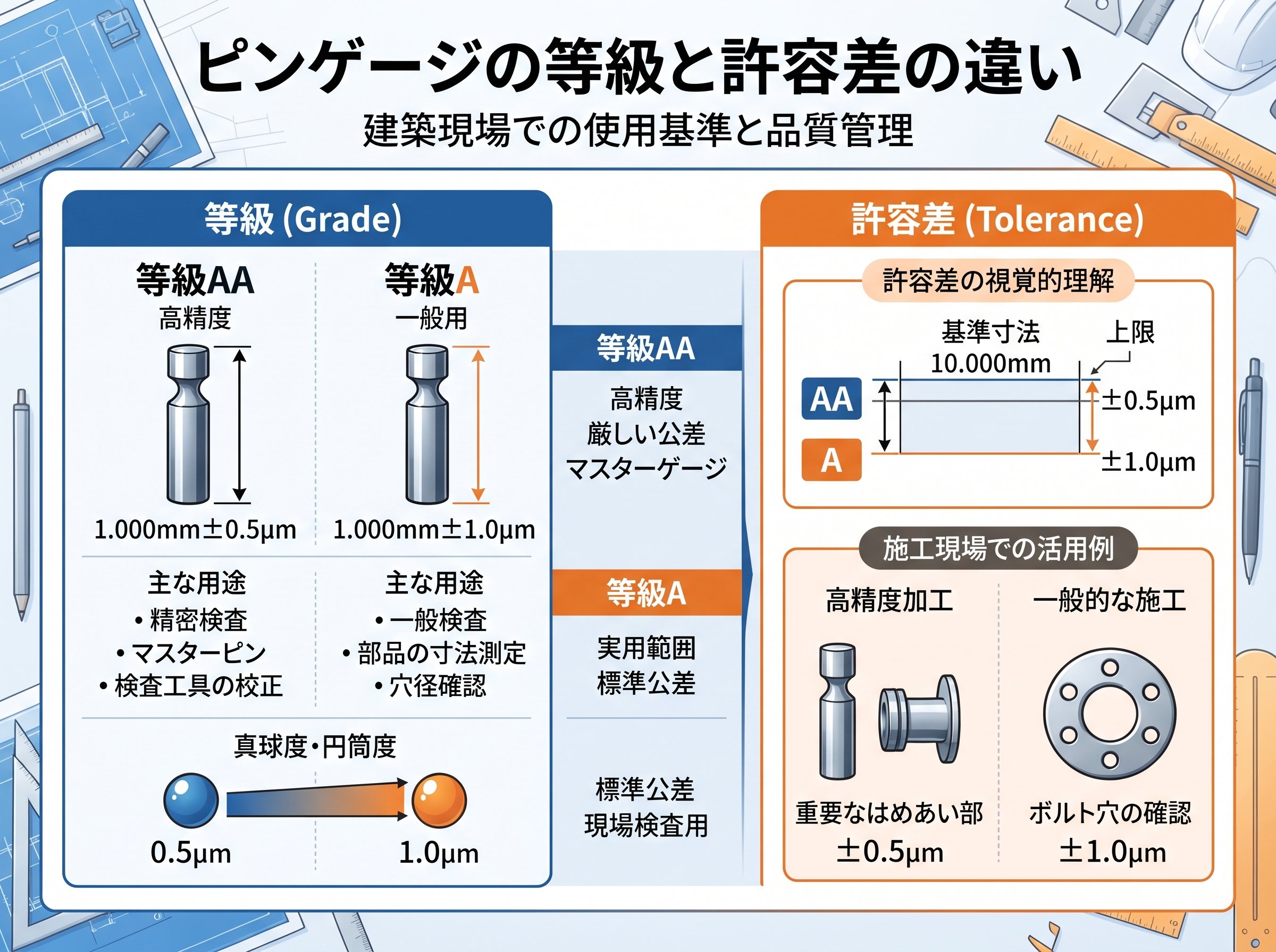 ピンゲージの等級と許容差の違い