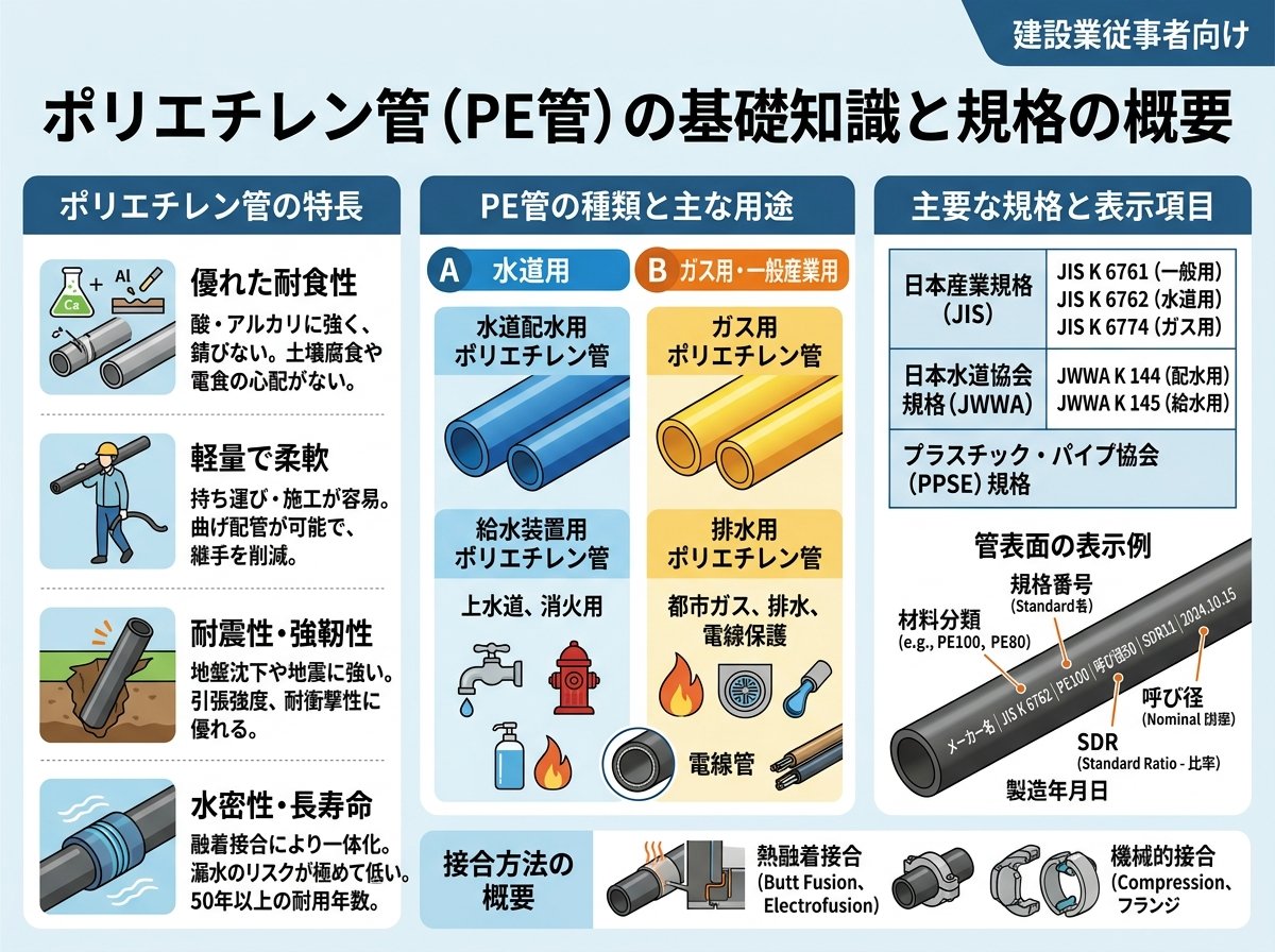 ポリエチレン管（PE管）の基礎知識と規格の概要