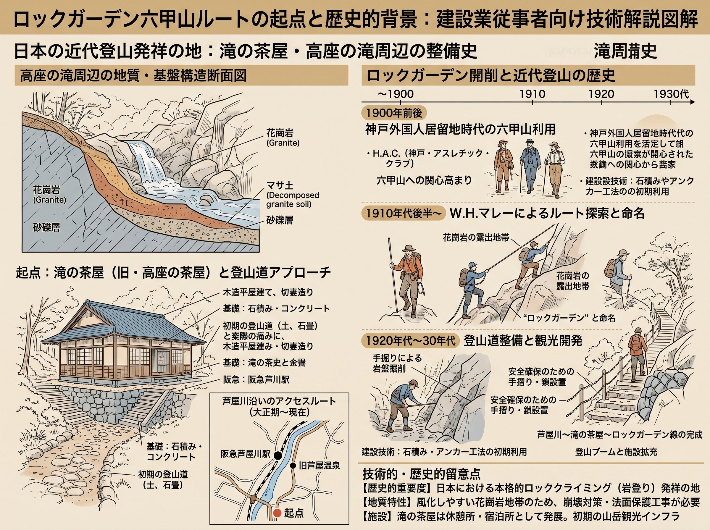 ロックガーデン六甲山ルートの起点と歴史的背景