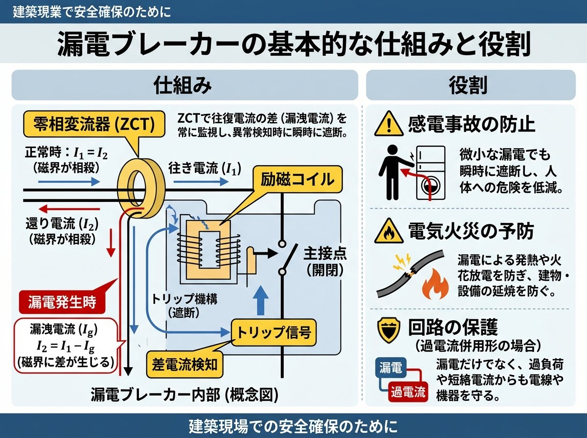 漏電ブレーカーの基本的な仕組みと役割