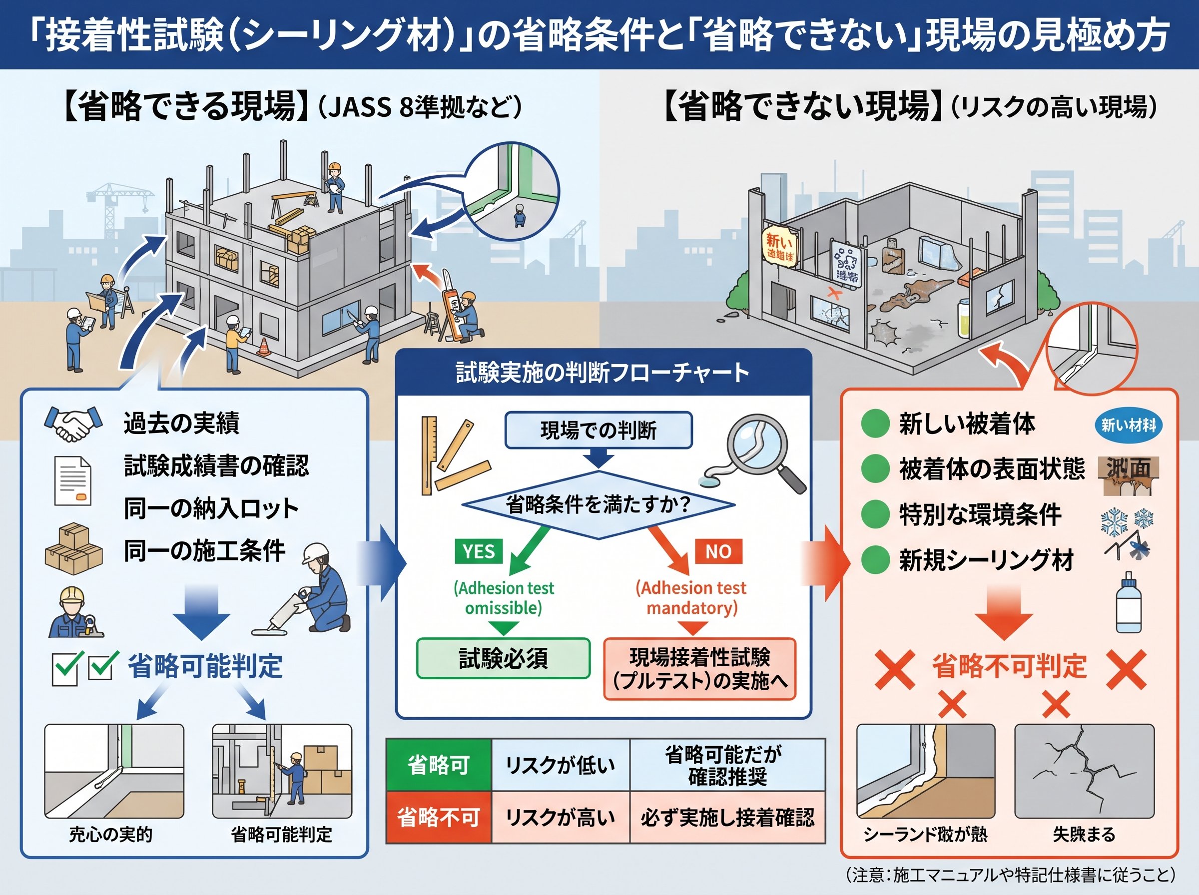 接着性試験（シーリング材）の省略条件と「省略できない」現場の見極め方