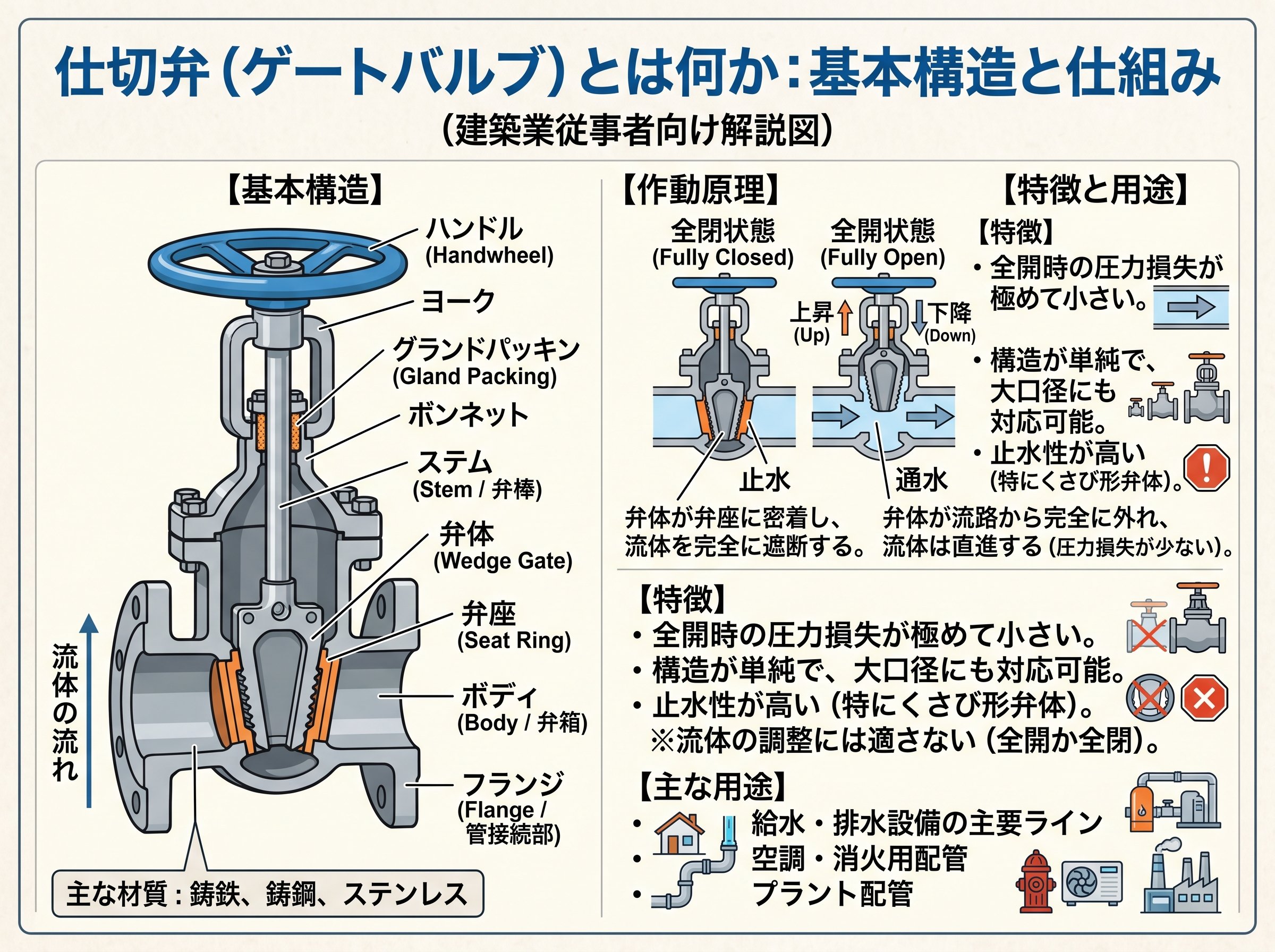 仕切弁（ゲートバルブ）とは何か：基本構造と仕組み