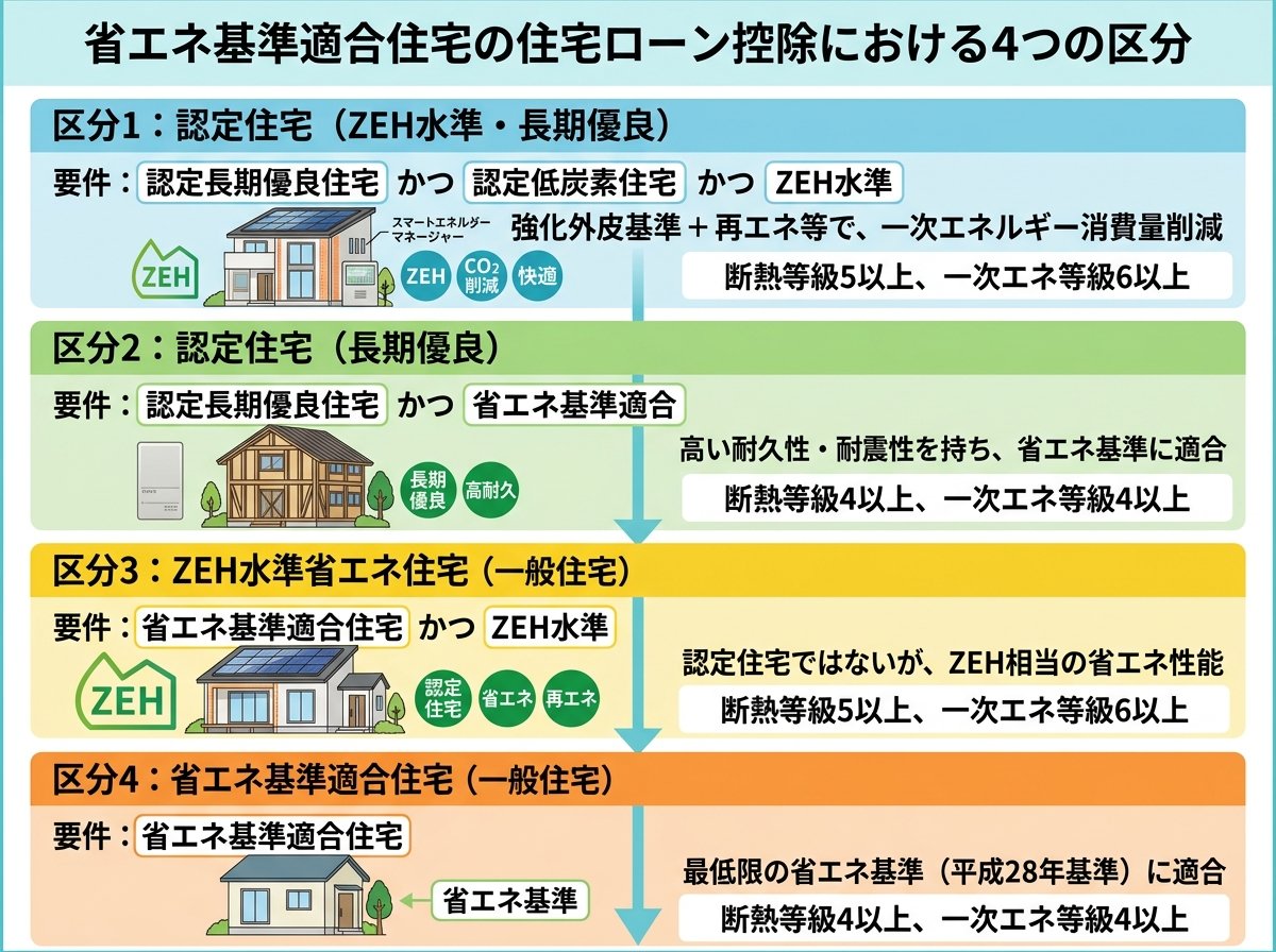 省エネ基準適合住宅の住宅ローン控除における4つの区分とは