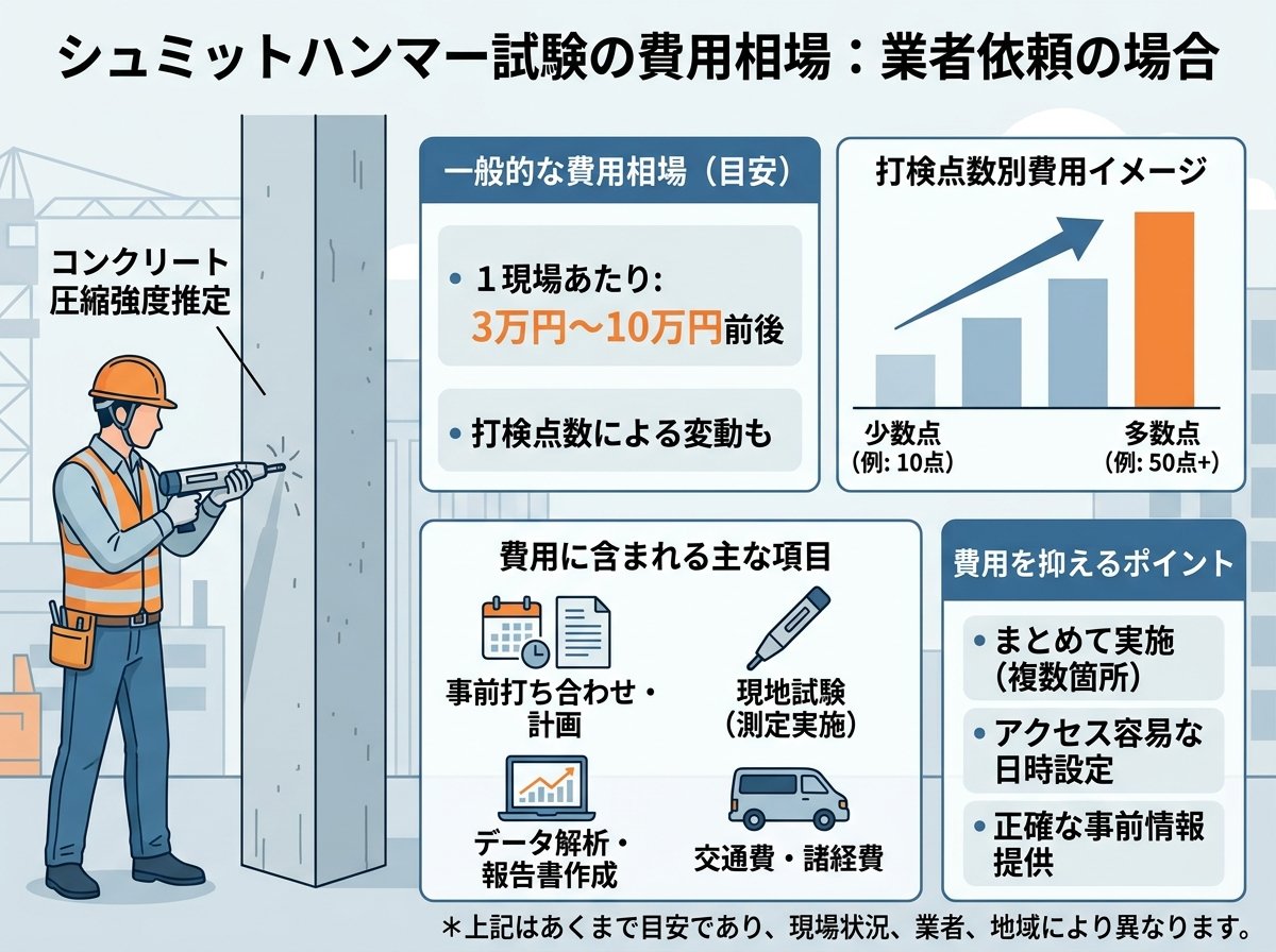 シュミットハンマー試験の費用相場：業者依頼の場合