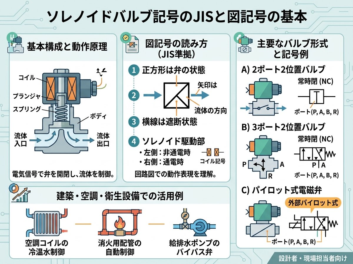 ソレノイドバルブ記号のJISと図記号の基本