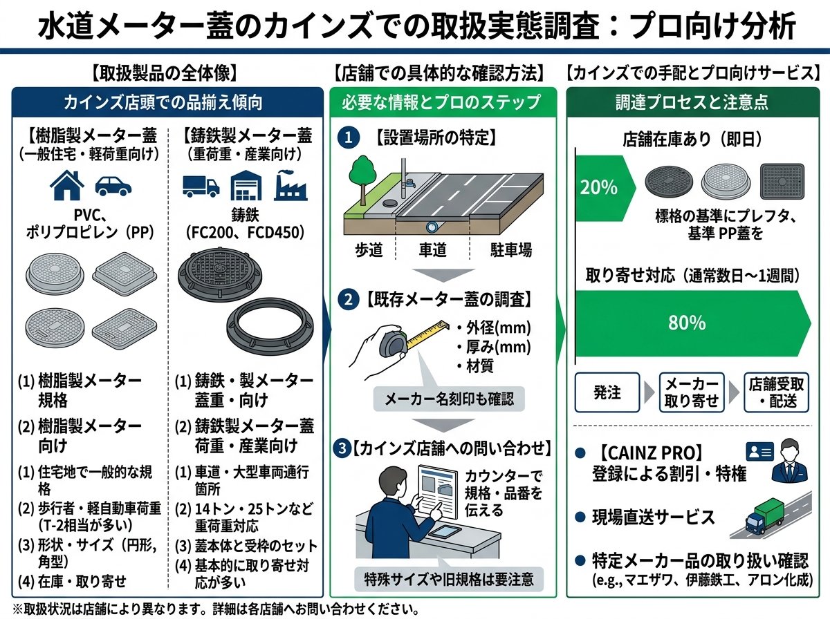 水道メーター蓋のカインズでの取扱実態