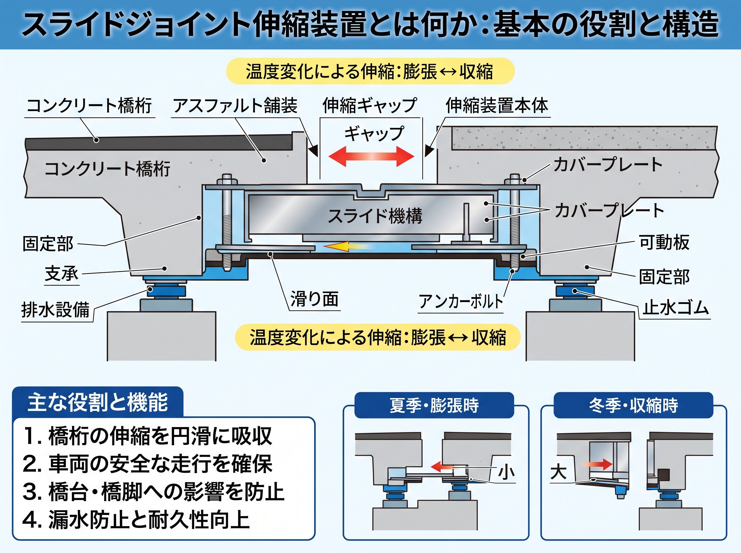 スライドジョイント伸縮装置とは何か：基本の役割と構造