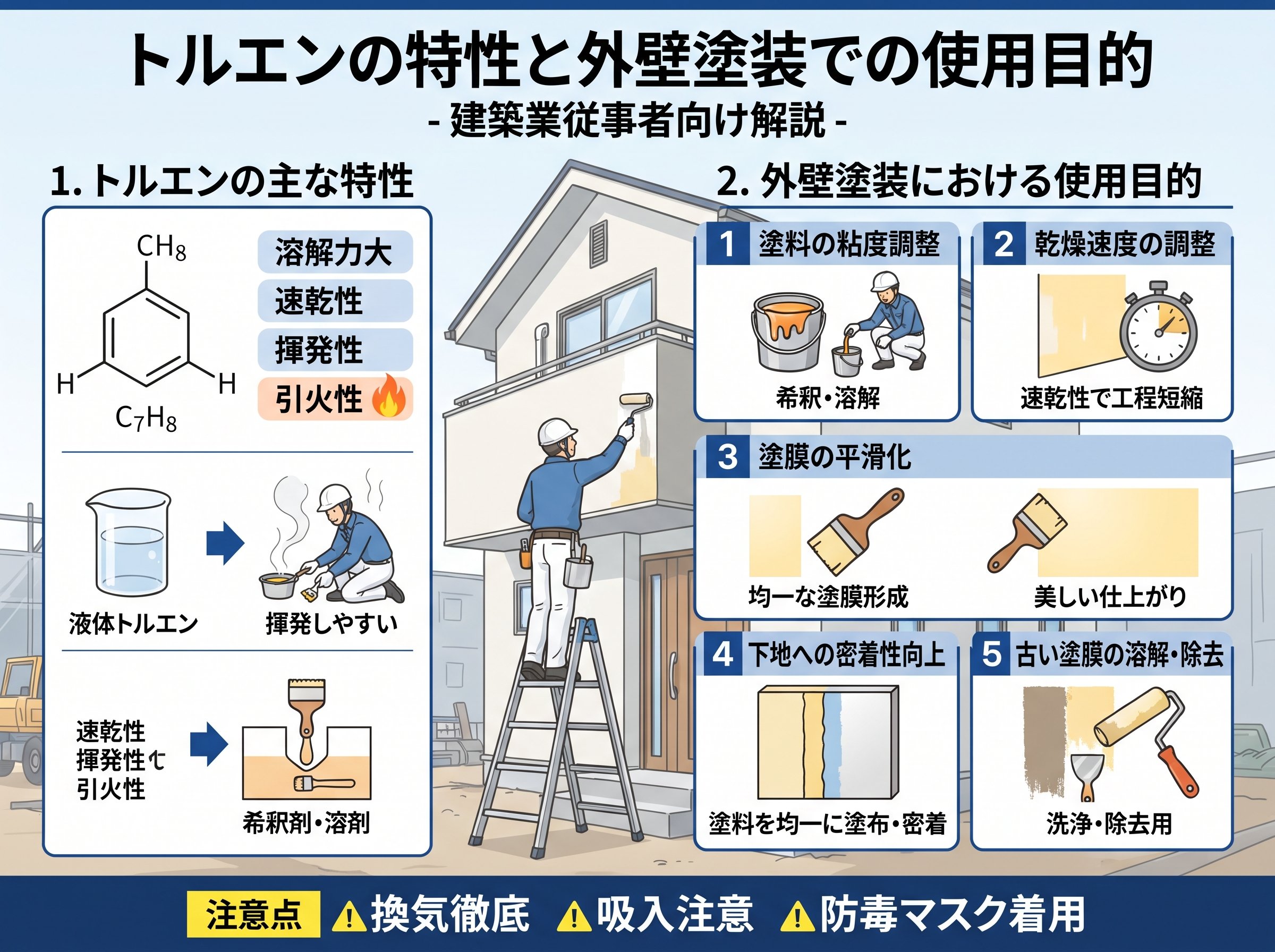 トルエンの特性と外壁塗装での使用目的