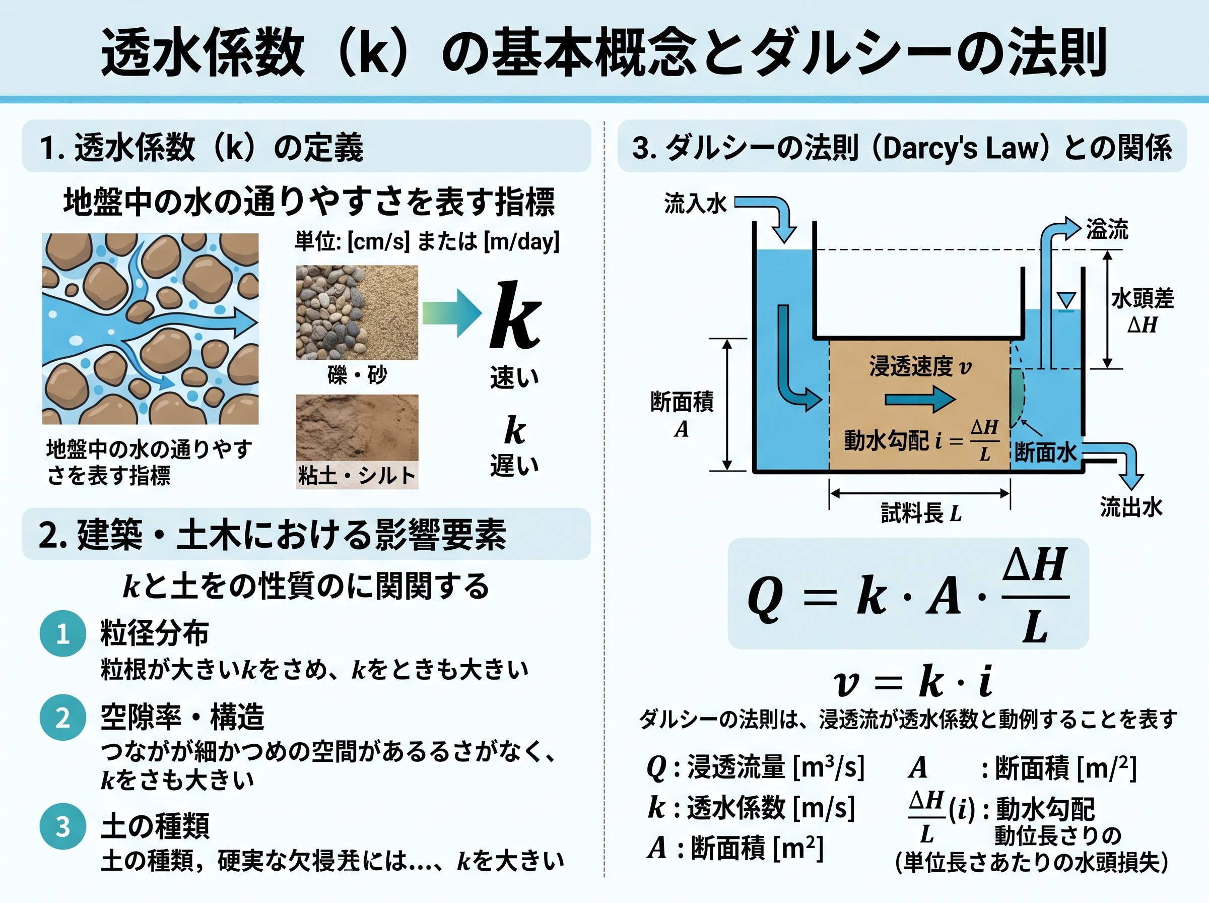 透水係数とは何か｜基本的な意味とダルシーの法則との関係