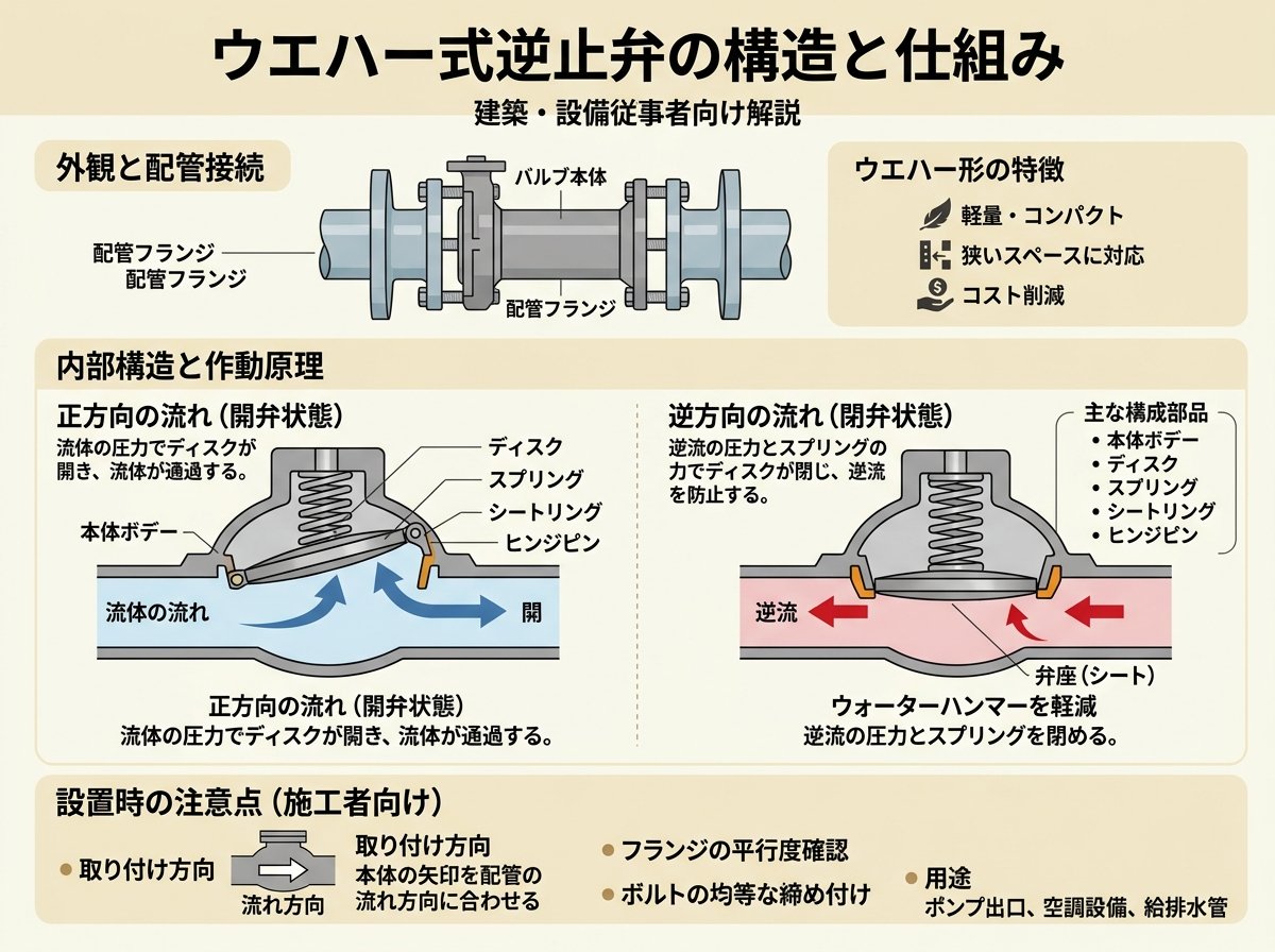 ウエハー式逆止弁の構造と仕組みを正しく理解する
